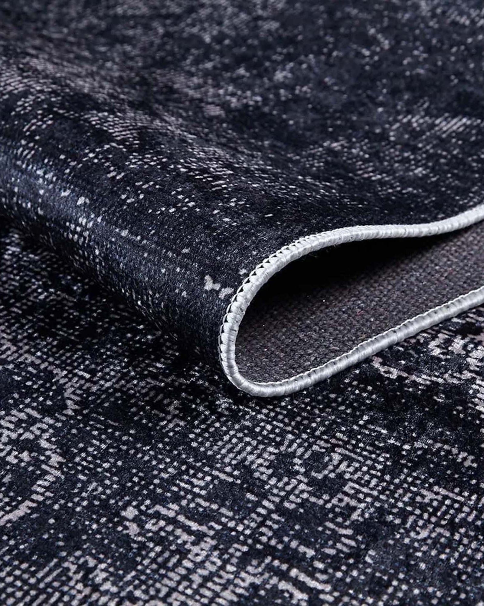 Magna Turkish White Floral Black Rug