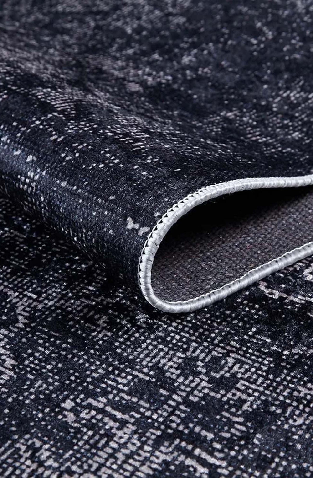 Magna Turkish White Floral Black Rug