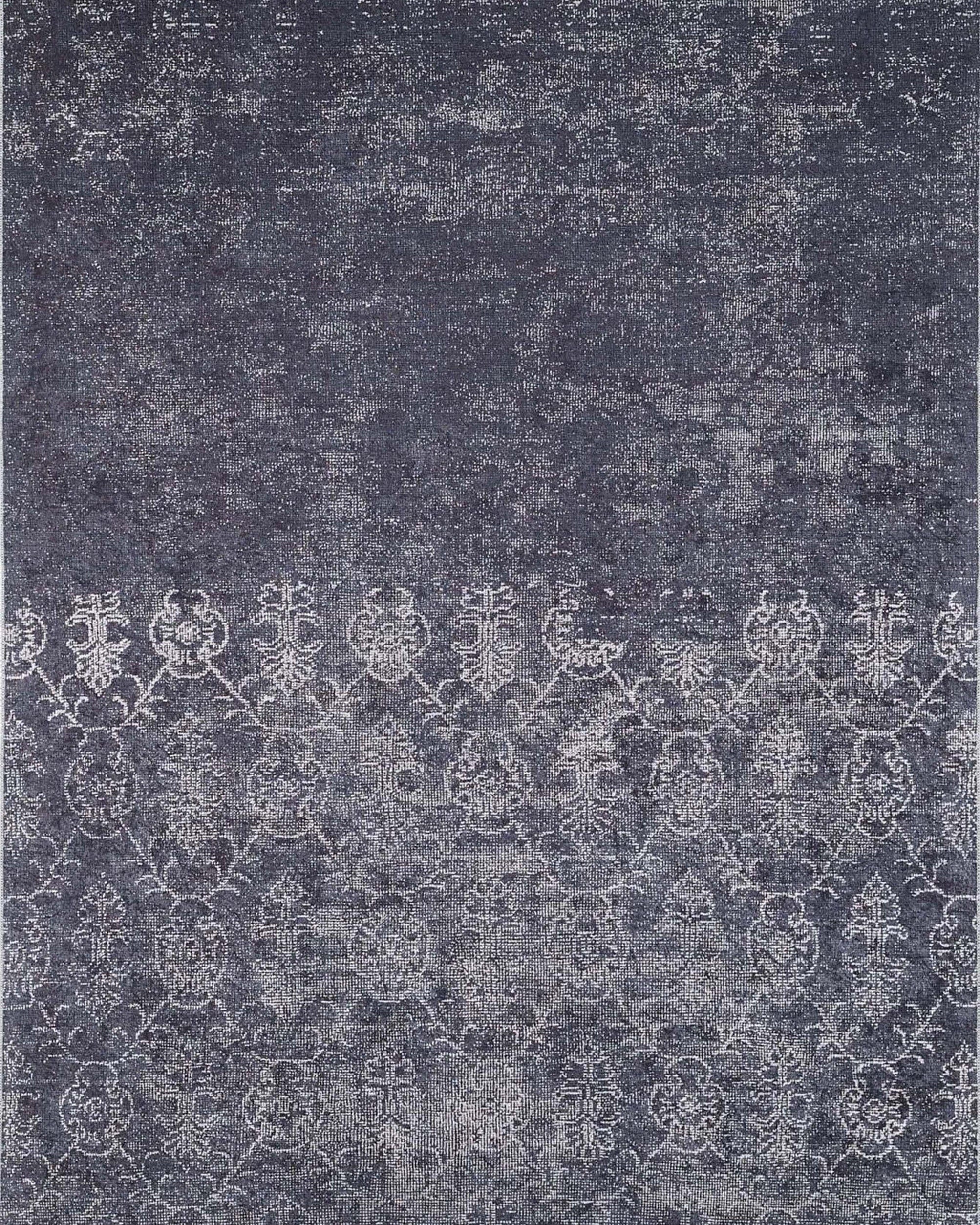 Magna Turkish White Floral Black Rug