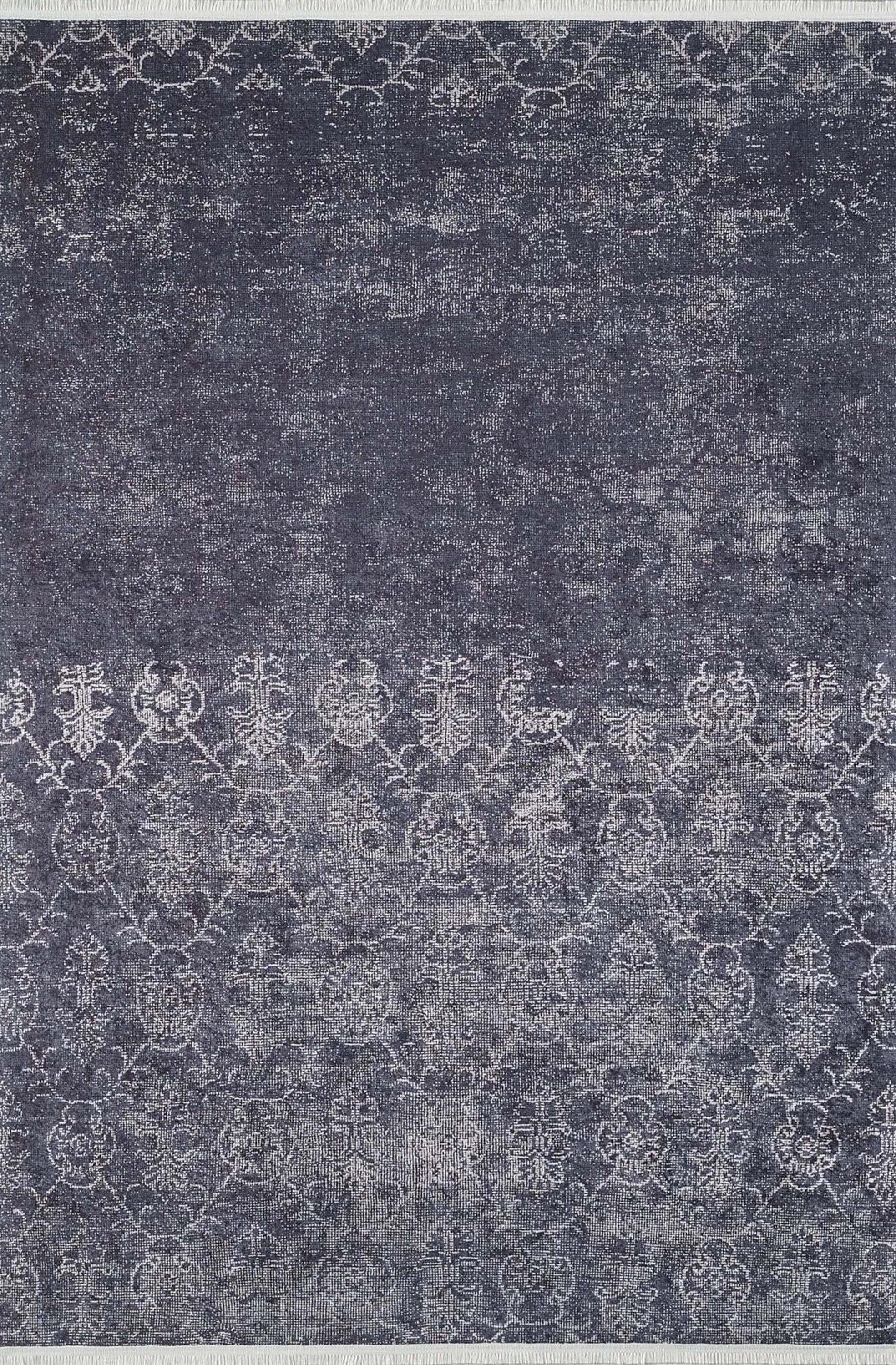 Magna Turkish White Floral Black Rug