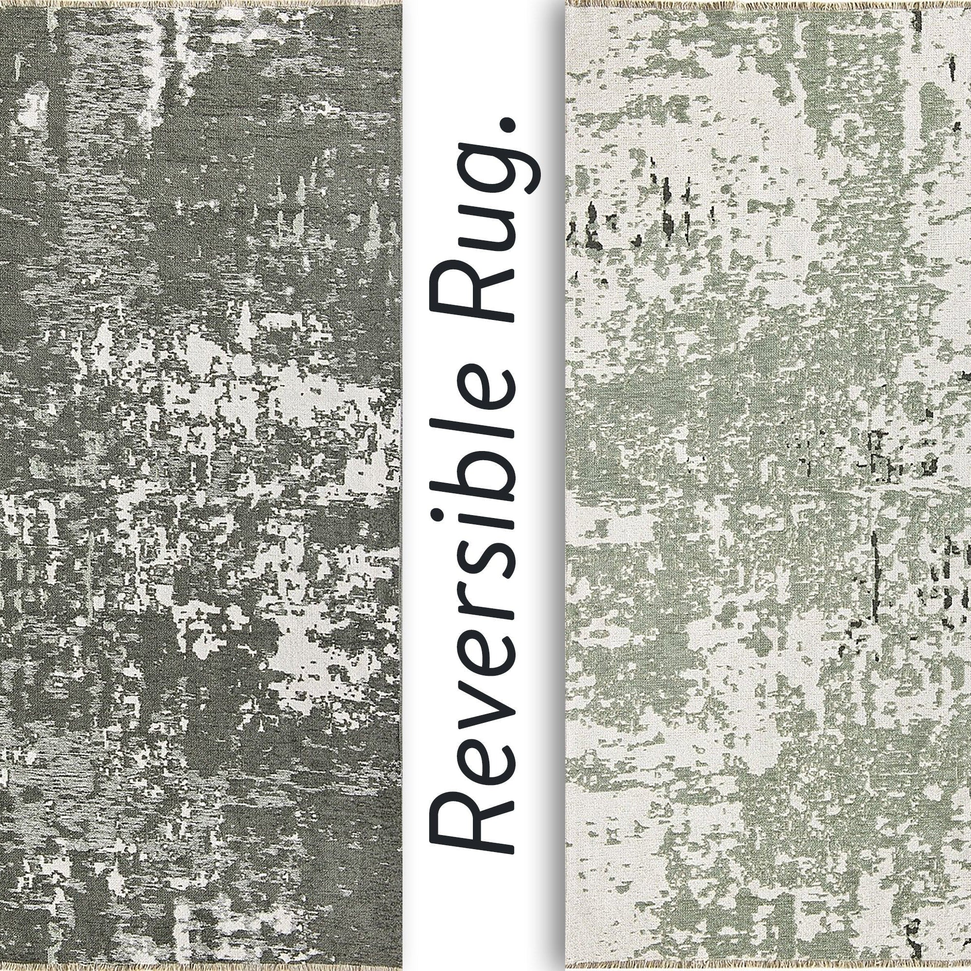 Maka Rug Abstract Kilim Reversible Gray Beige Runner