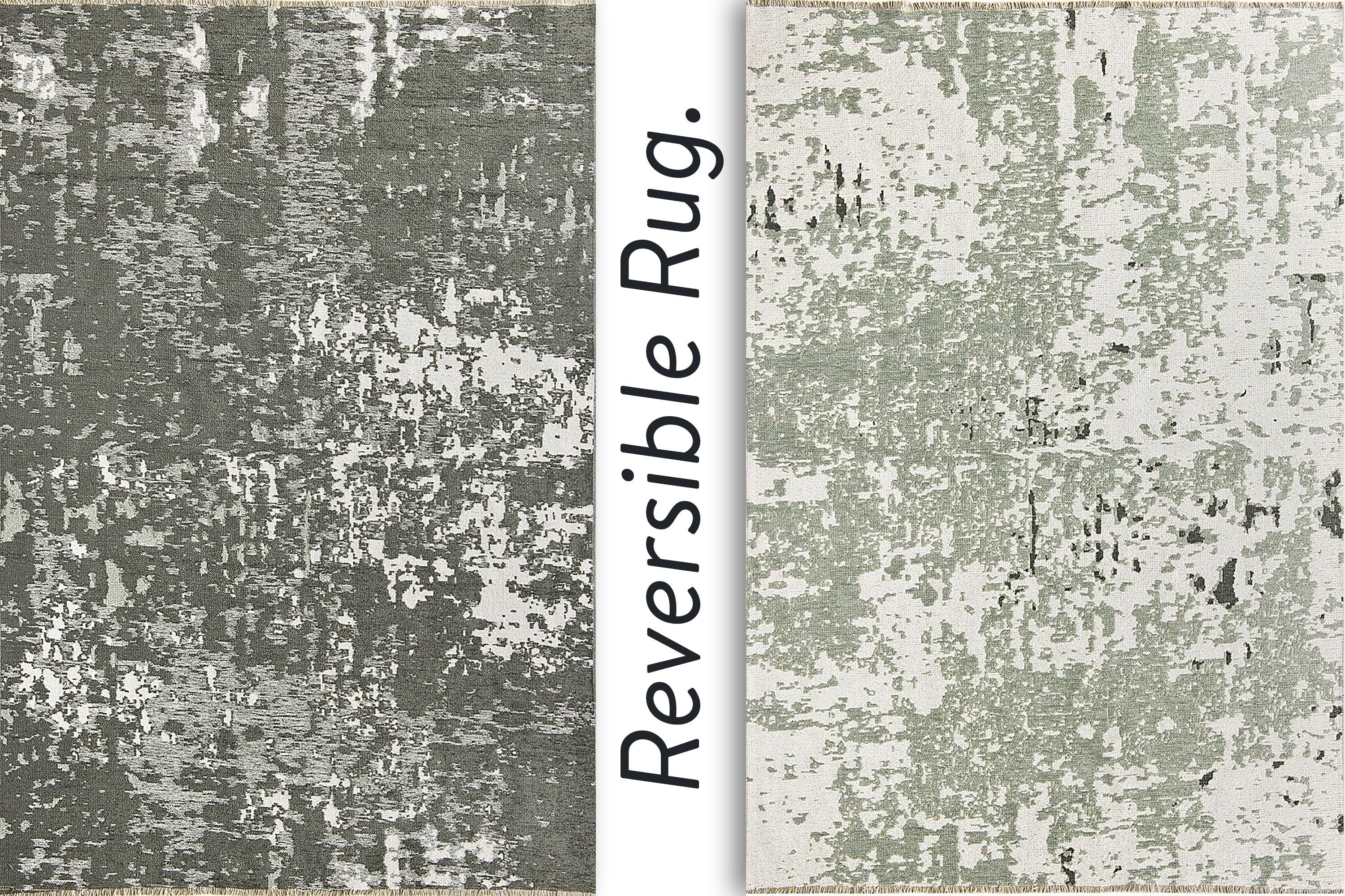 Maka Rug Abstract Kilim Reversible Gray Beige Runner