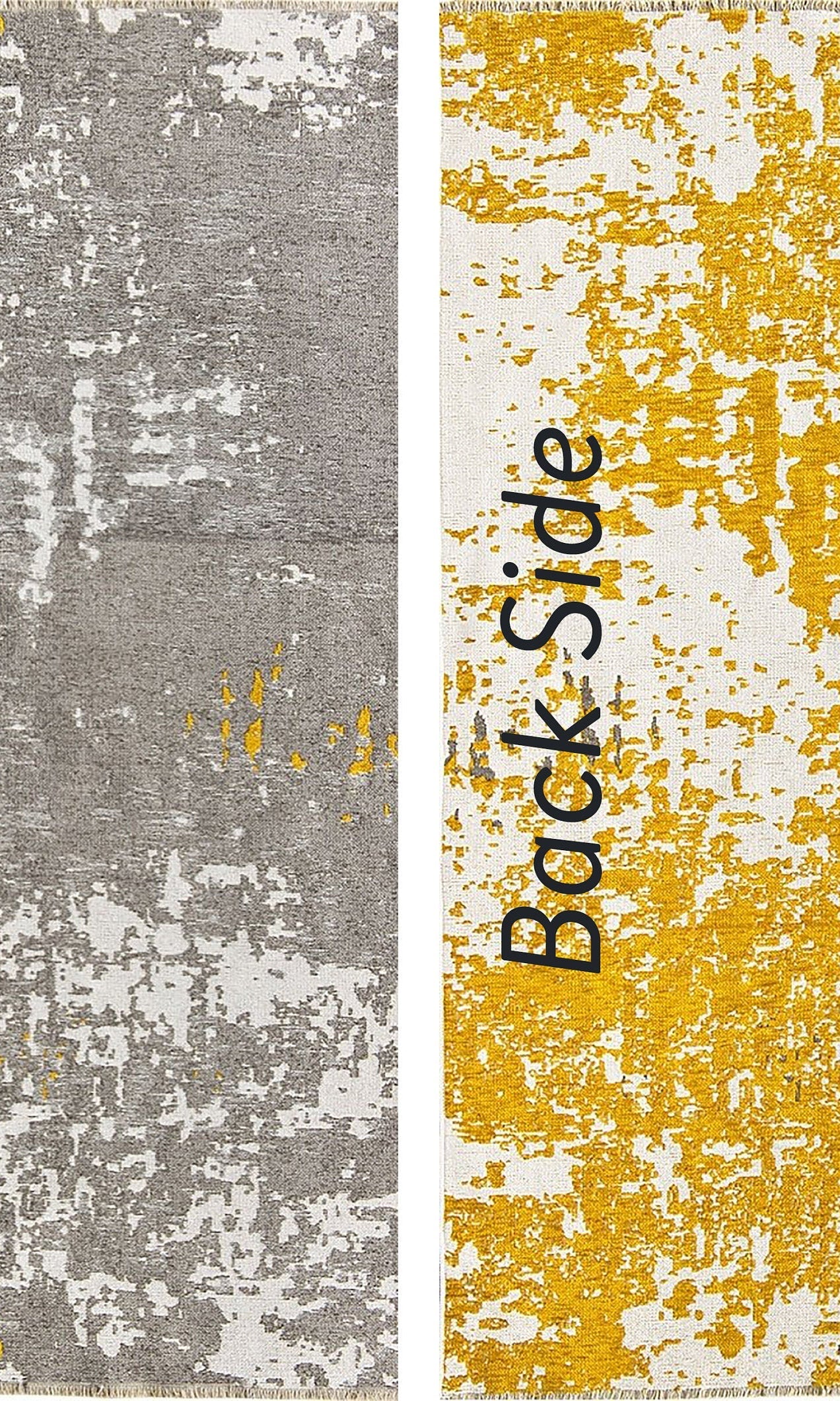 Maka Runner Abstract Kilim Gray Yellow Runner