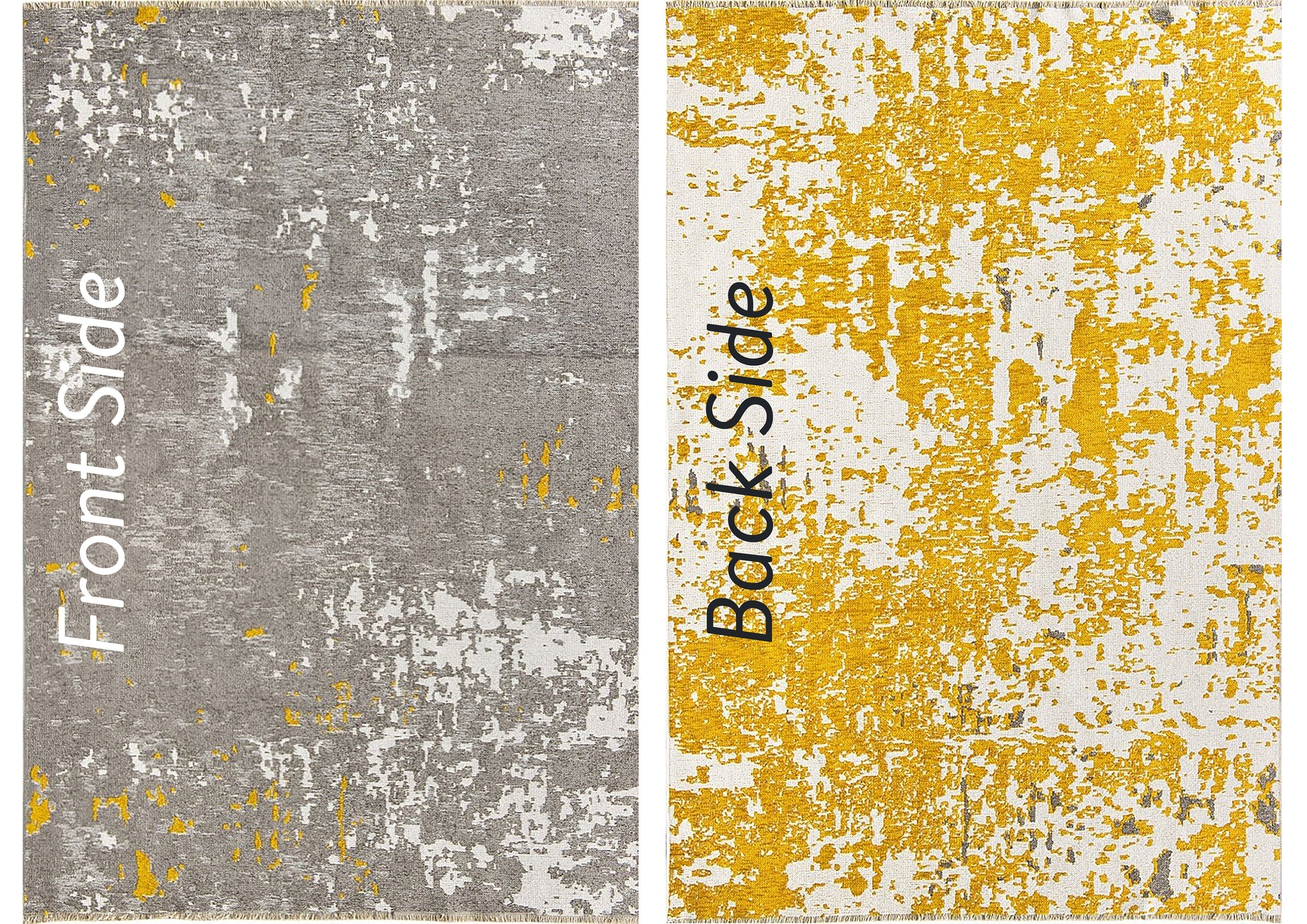 Maka Runner Abstract Kilim Gray Yellow Runner