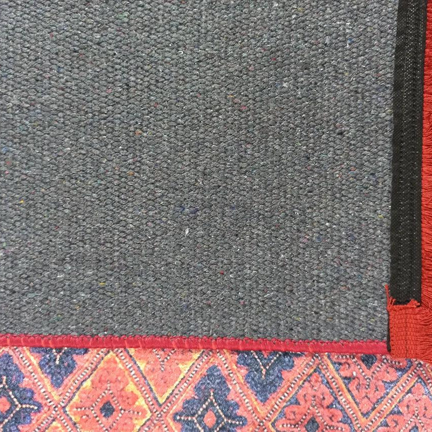 Manda Rug Turkish Kilim Terracotta and Navy Blue Rug