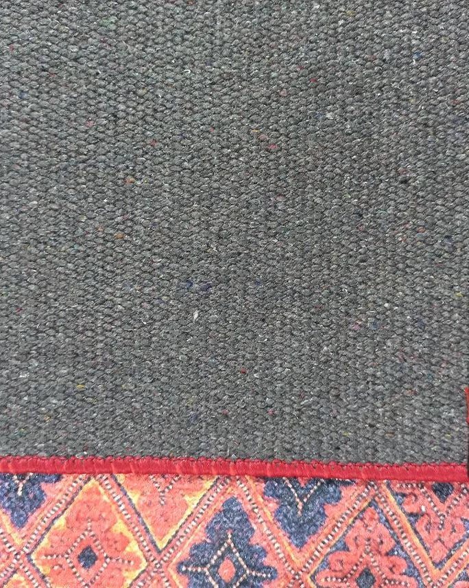 Manda Rug Turkish Kilim Terracotta and Navy Blue Rug