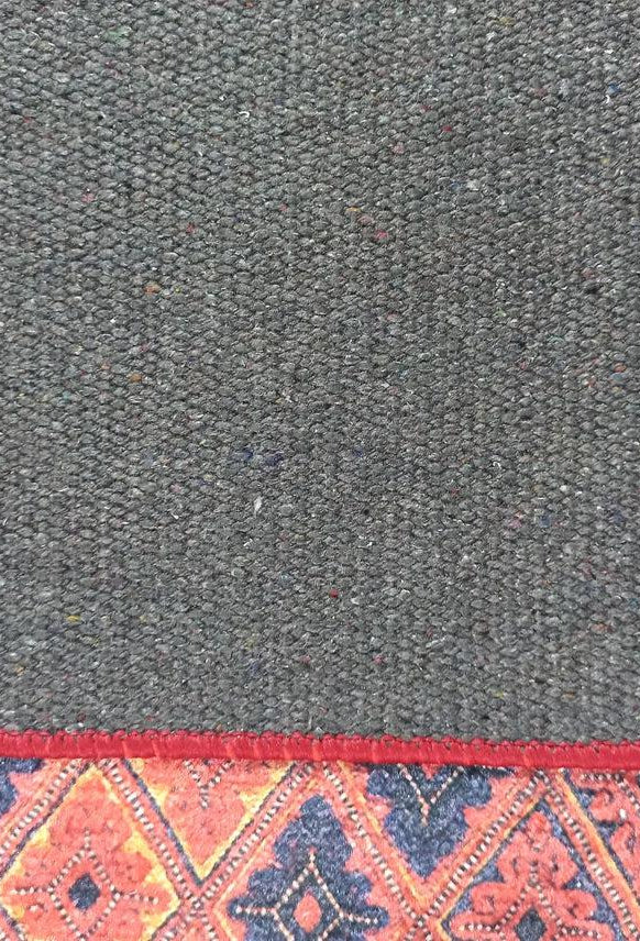 Manda Rug Turkish Kilim Terracotta and Navy Blue Rug