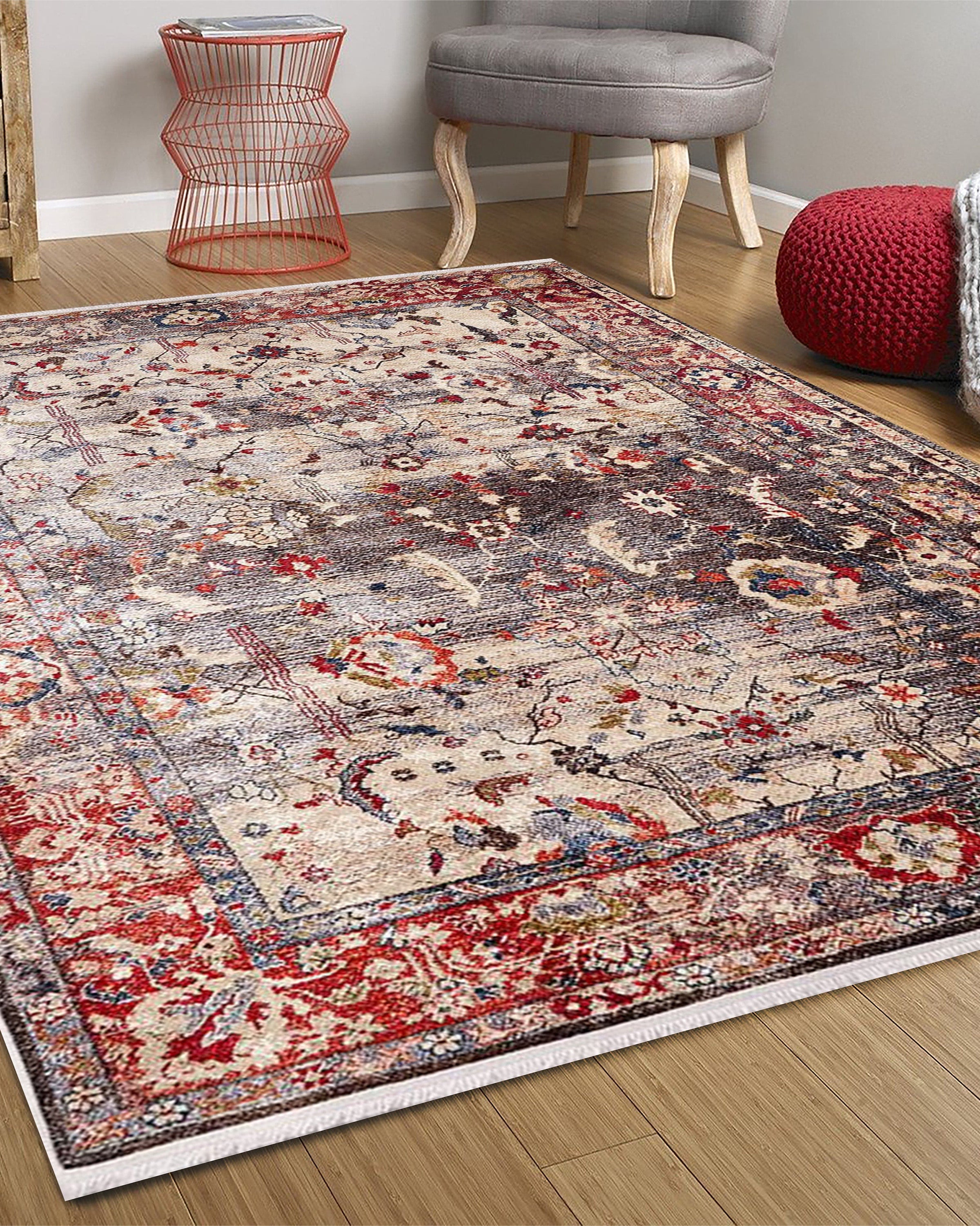 Marita Warm Turkish Oushak Beige Red Rug