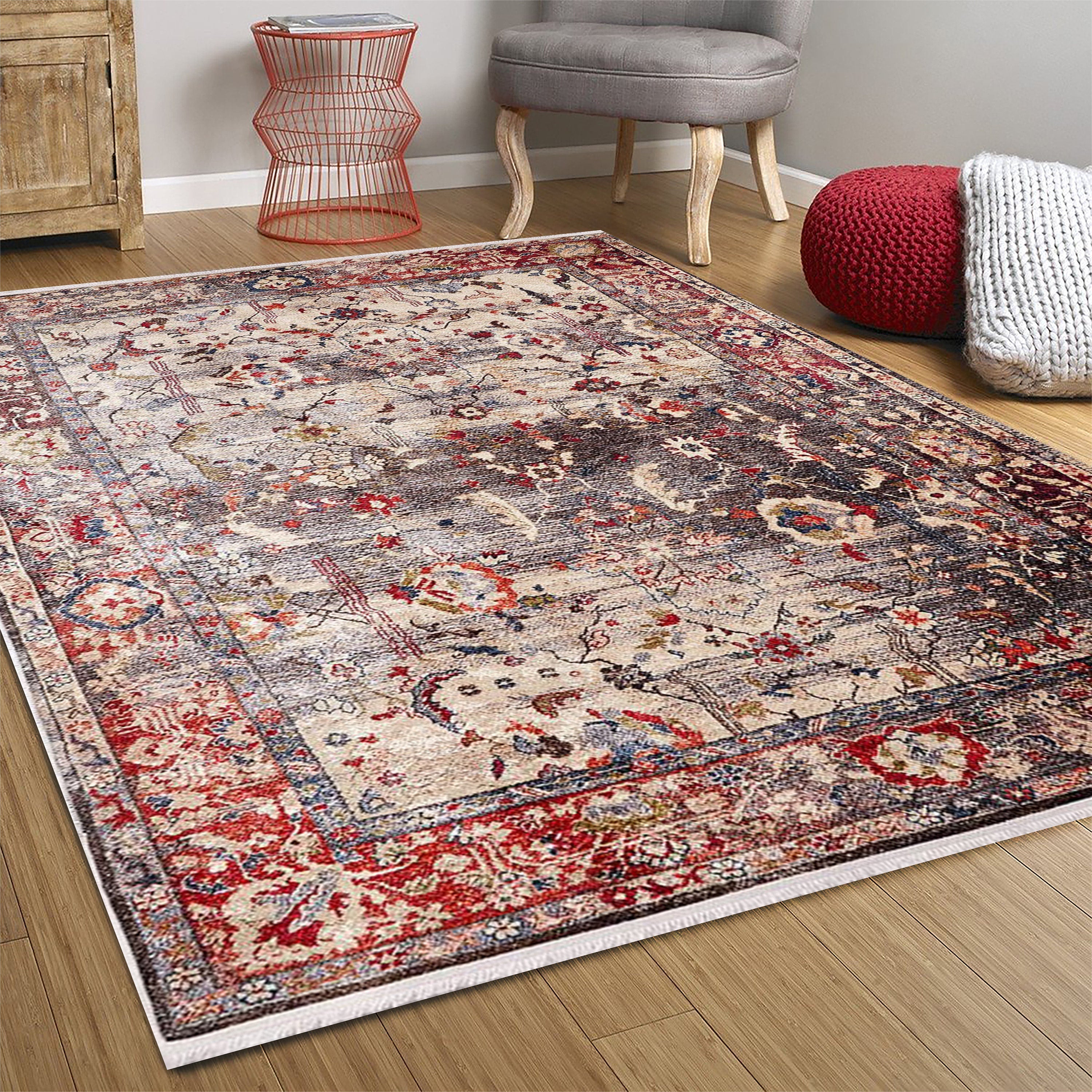 Marita Warm Turkish Oushak Beige Red Rug