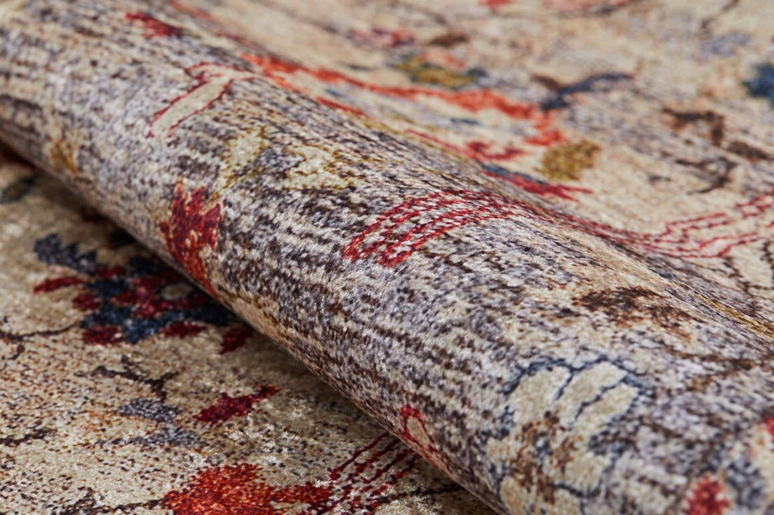 Marita Warm Turkish Oushak Beige Red Rug