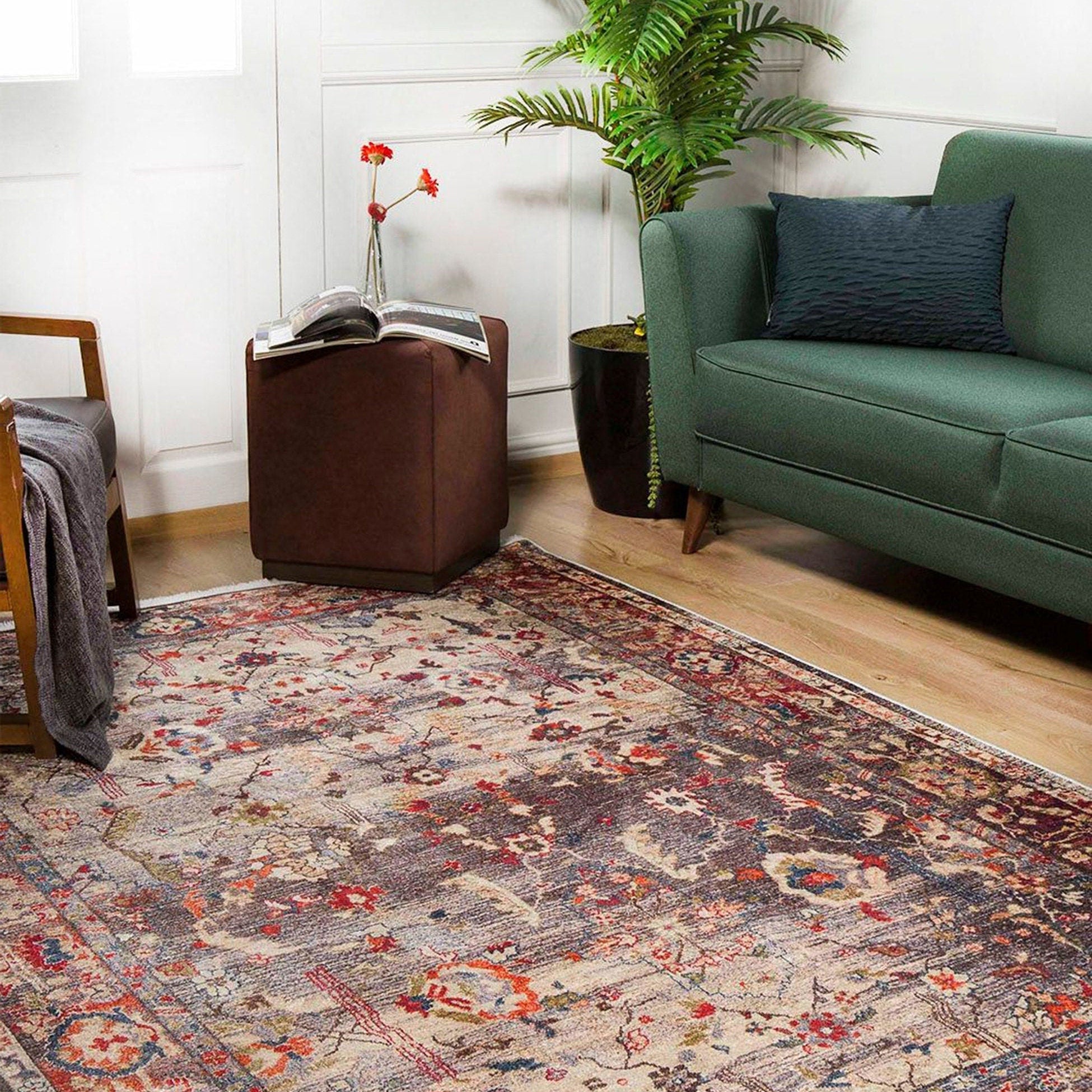 Marita Warm Turkish Oushak Beige Red Rug