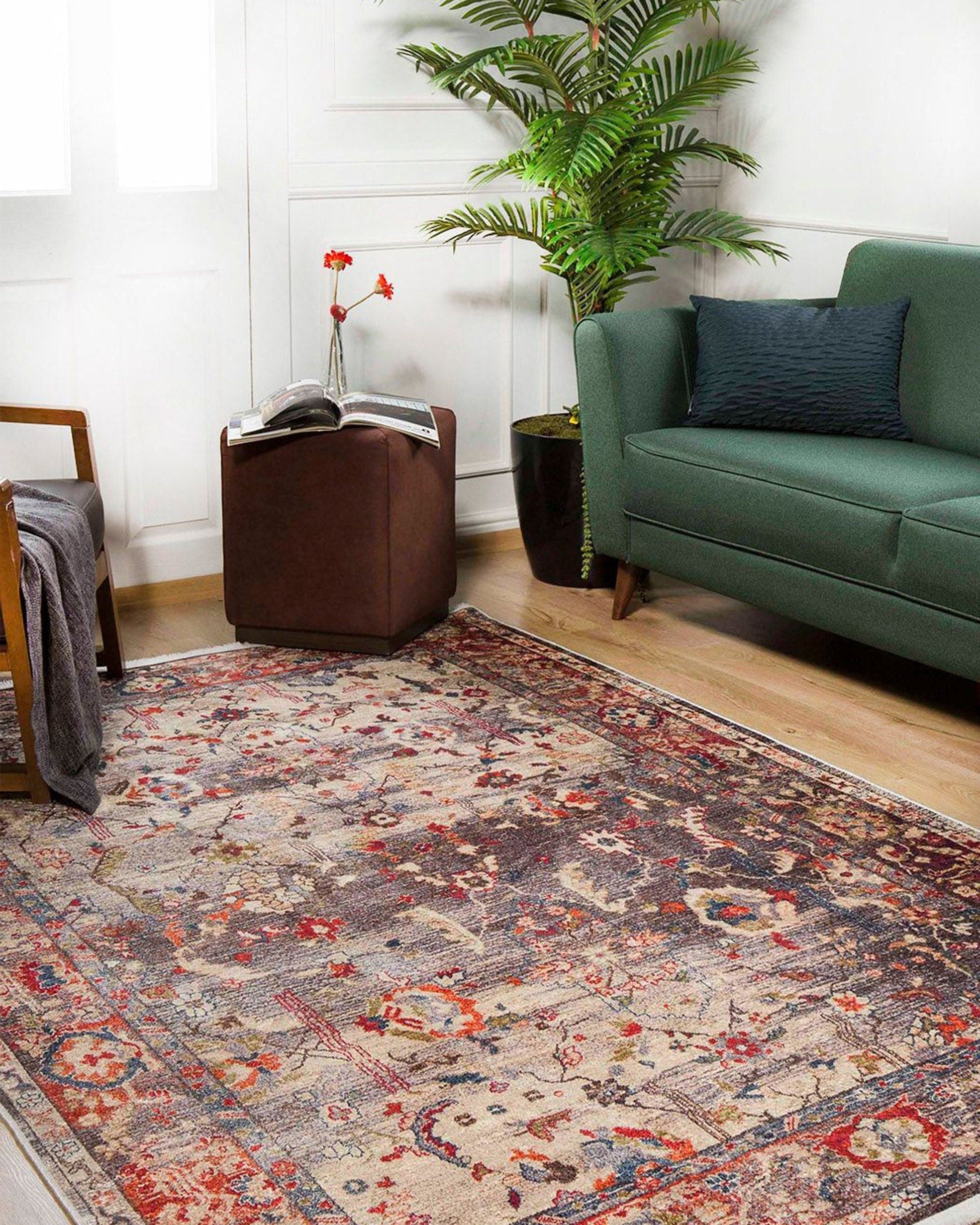 Marita Warm Turkish Oushak Beige Red Rug