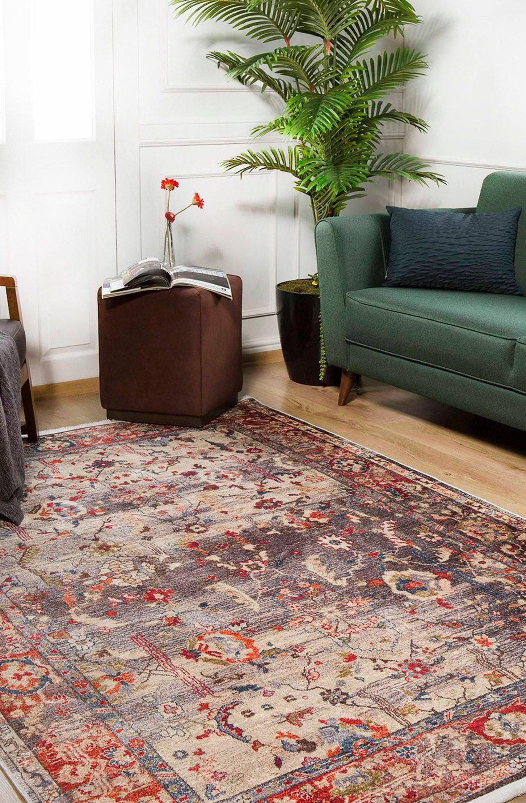 Marita Warm Turkish Oushak Beige Red Rug