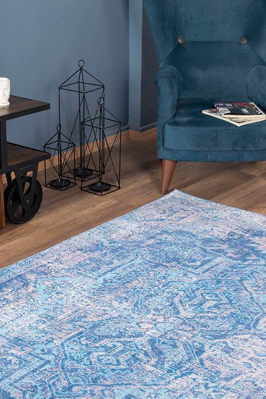 Mavera Blue & Faded Turquoise Persian Rug