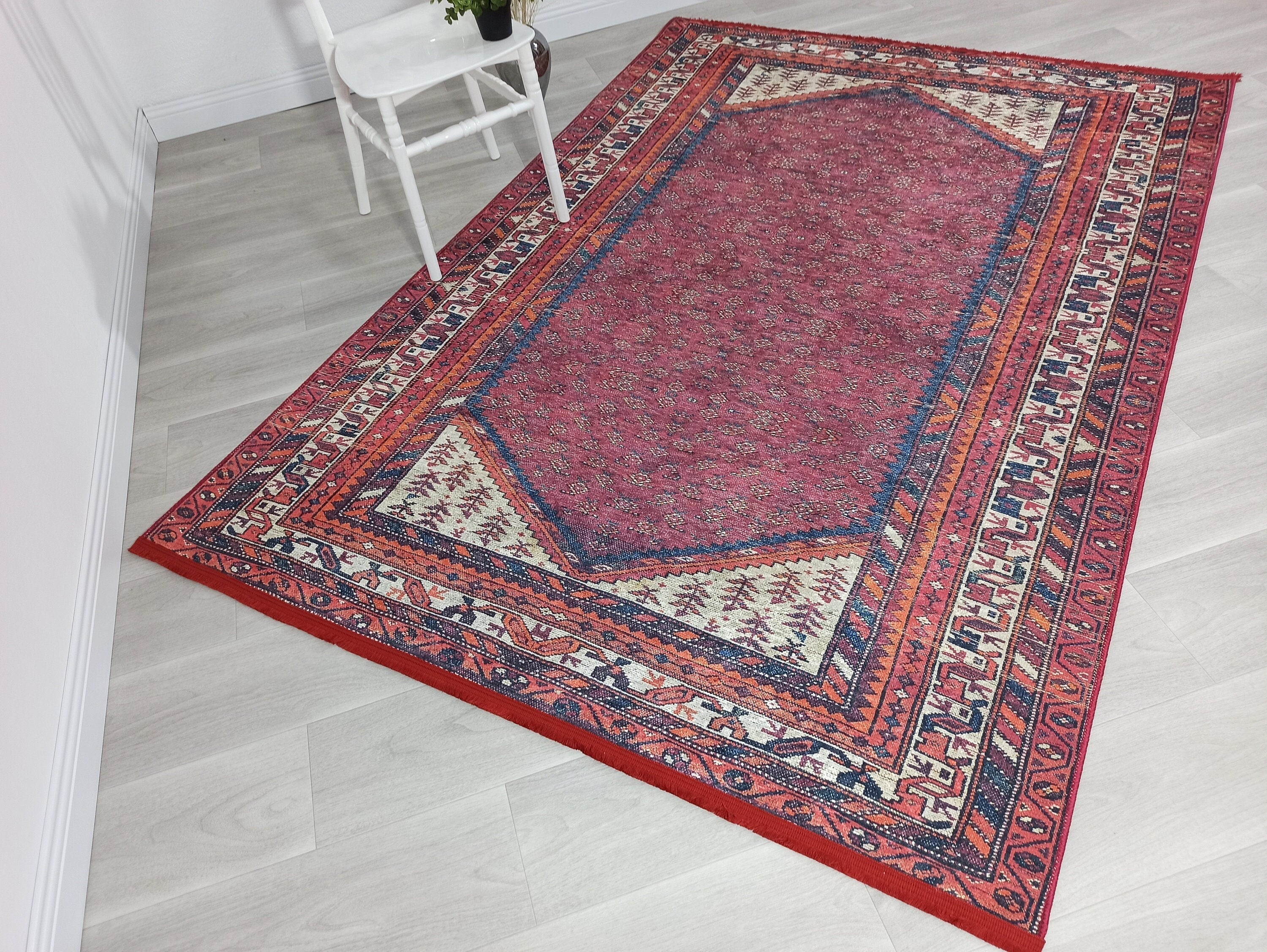 Mayda Turkish Faded Red Rug