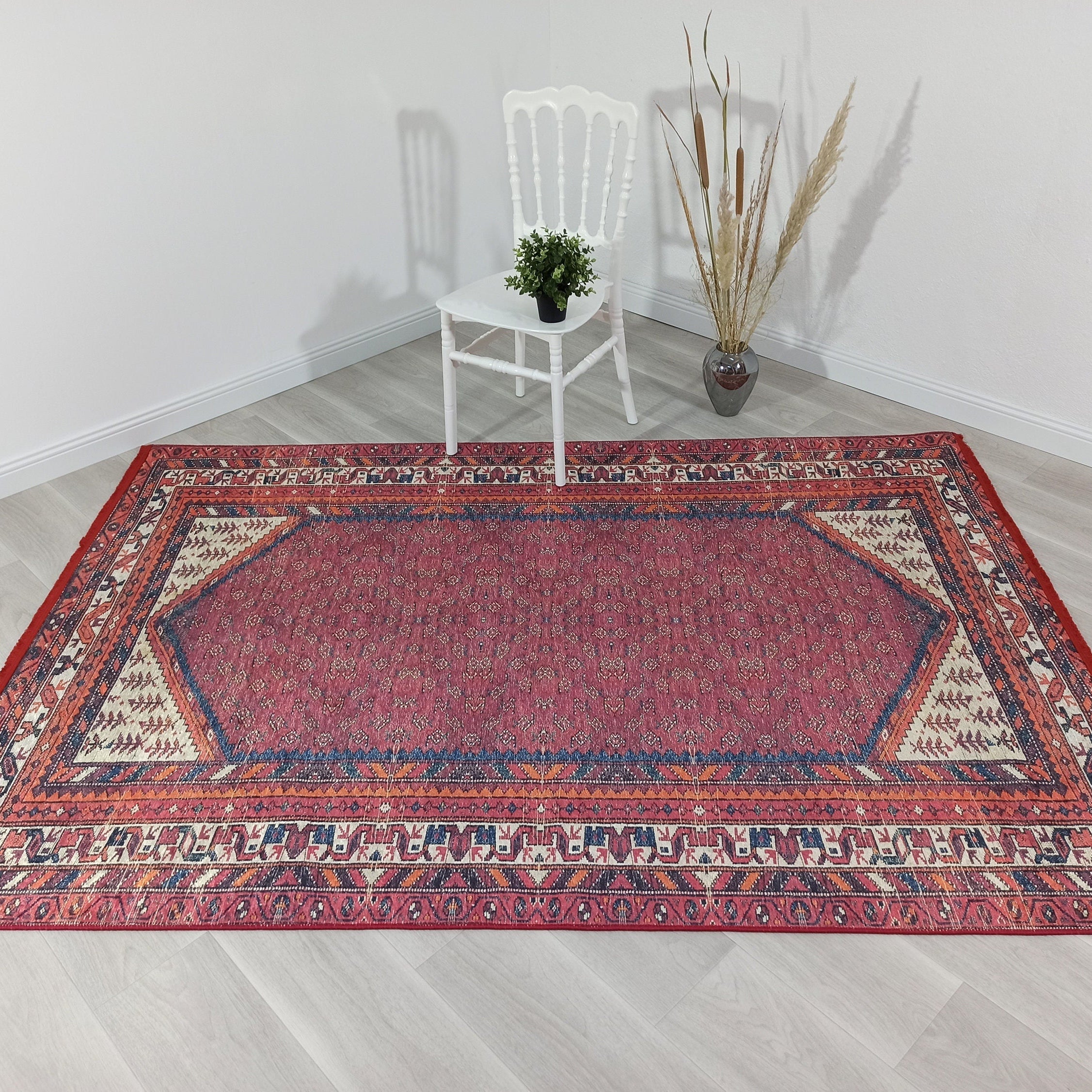 Mayda Turkish Faded Red Rug