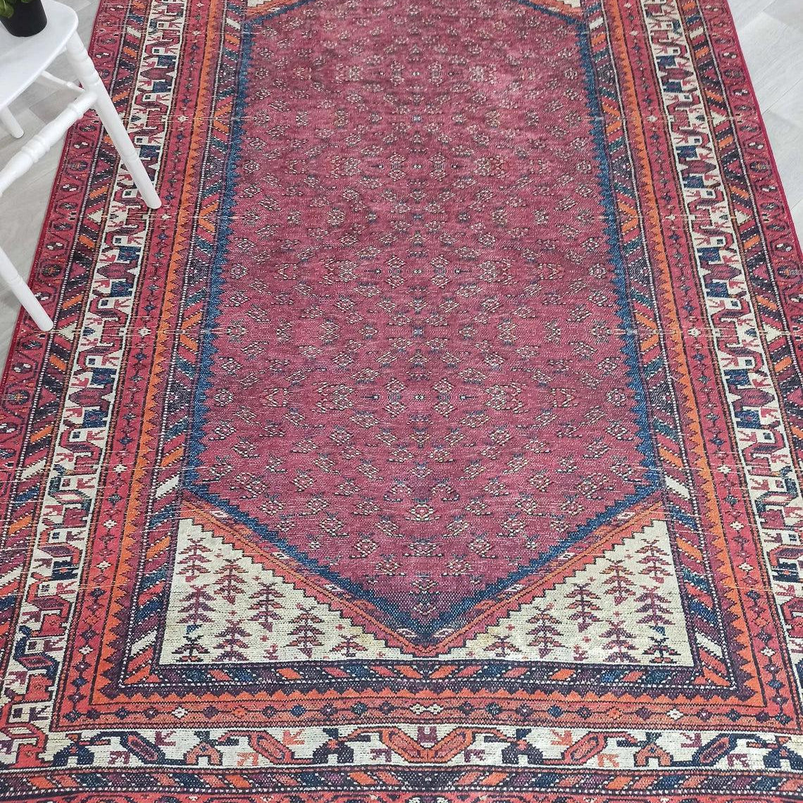 Mayda Turkish Faded Red Rug