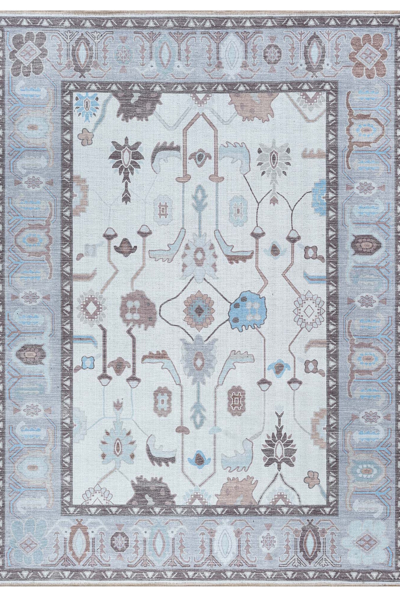 Midha White Gray Brown Modern Oushak Rug