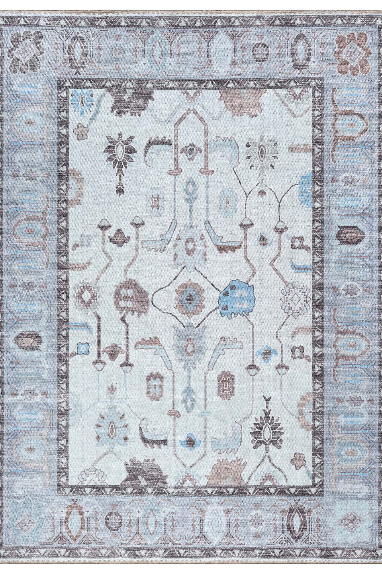 Midha White Gray Brown Modern Oushak Rug
