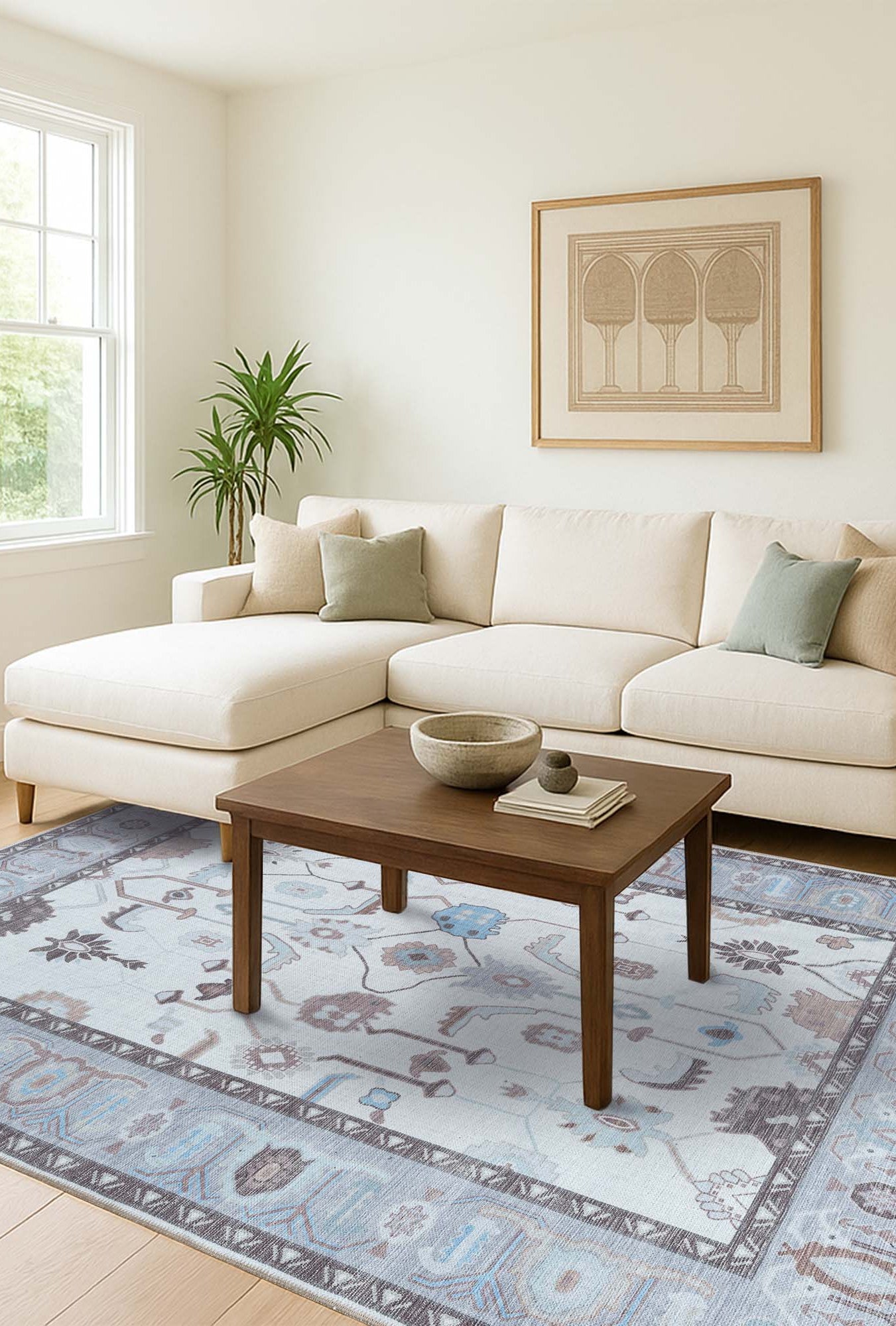 Midha White Gray Brown Modern Oushak Rug