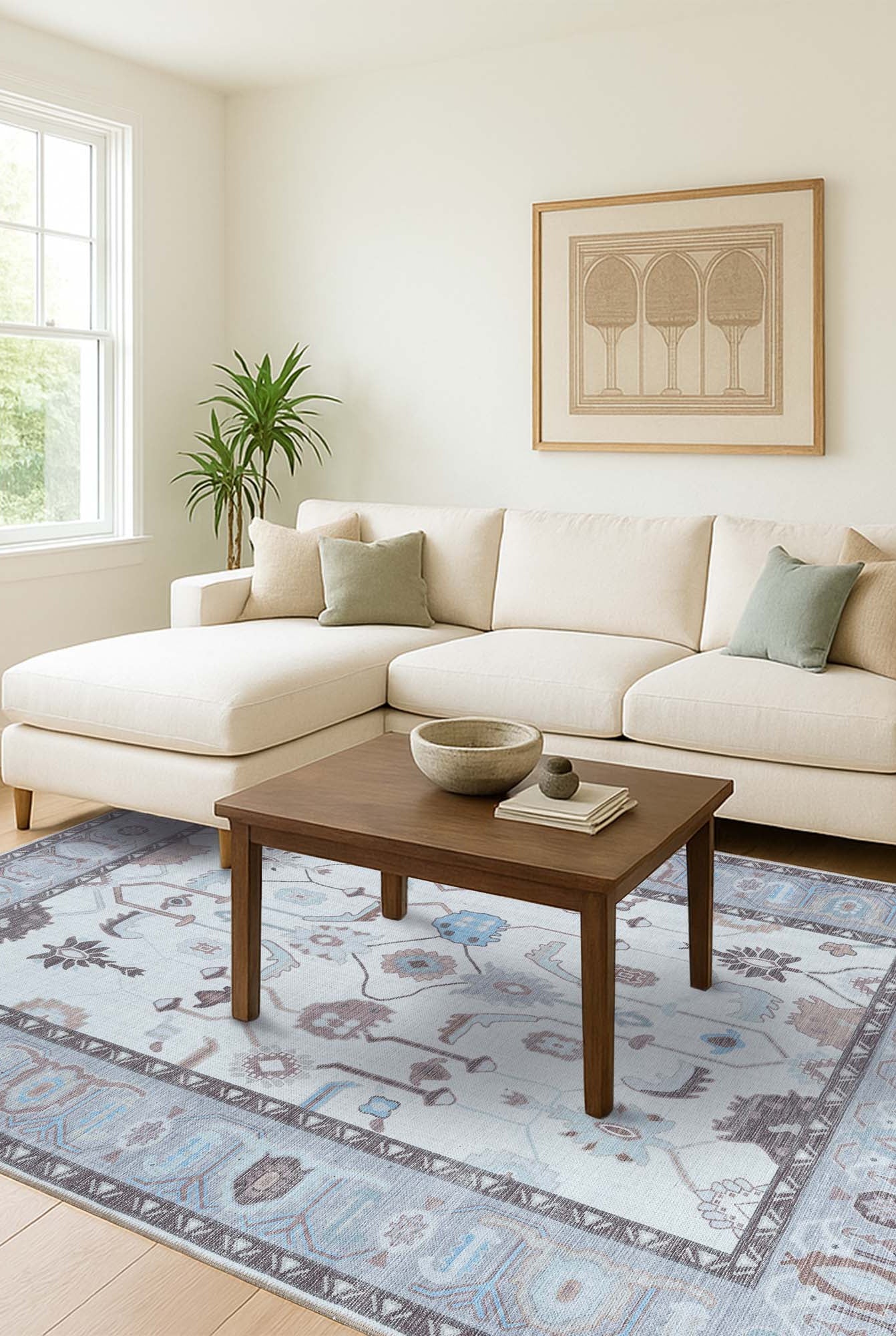 Midha White Gray Brown Modern Oushak Rug