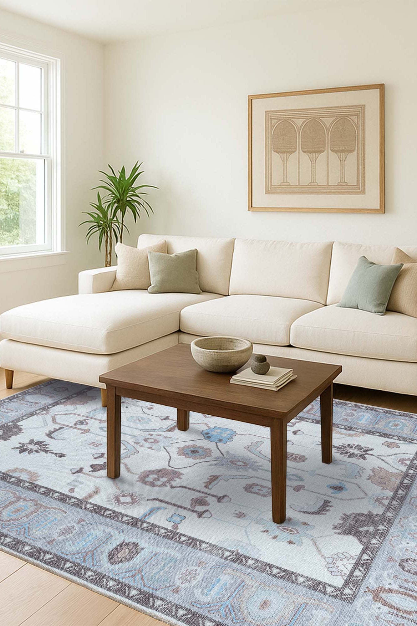 Midha White Gray Brown Modern Oushak Rug