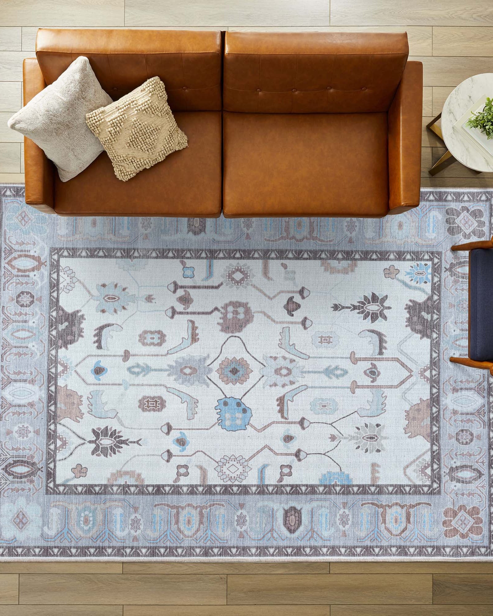 Midha White Gray Brown Modern Oushak Rug