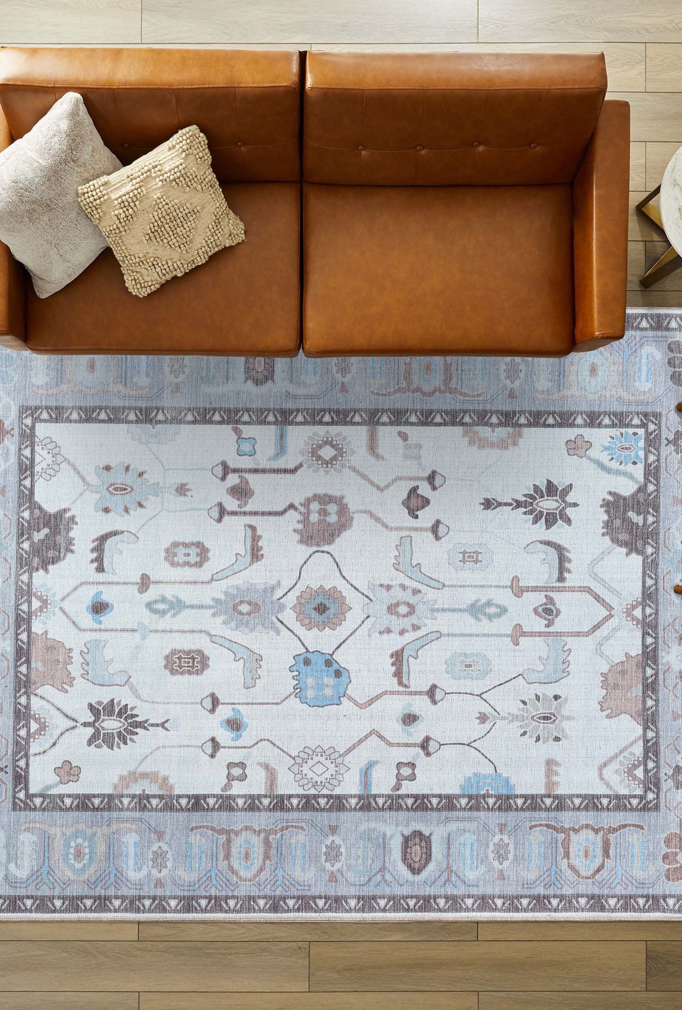 Midha White Gray Brown Modern Oushak Rug