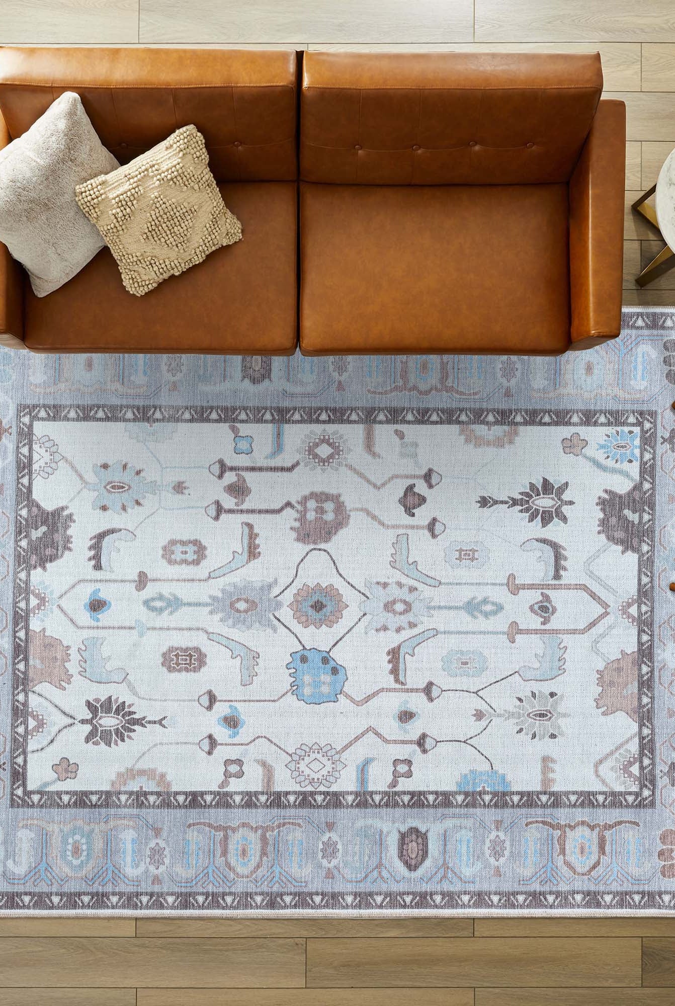 Midha White Gray Brown Modern Oushak Rug