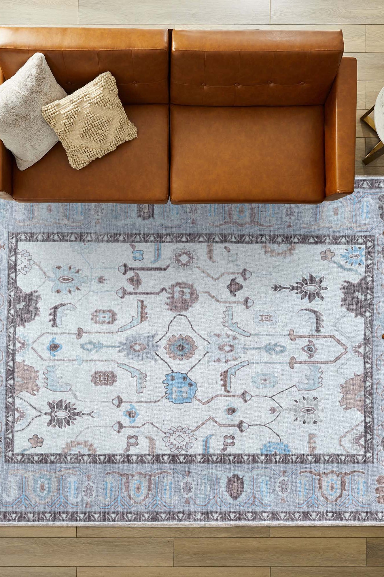 Midha White Gray Brown Modern Oushak Rug