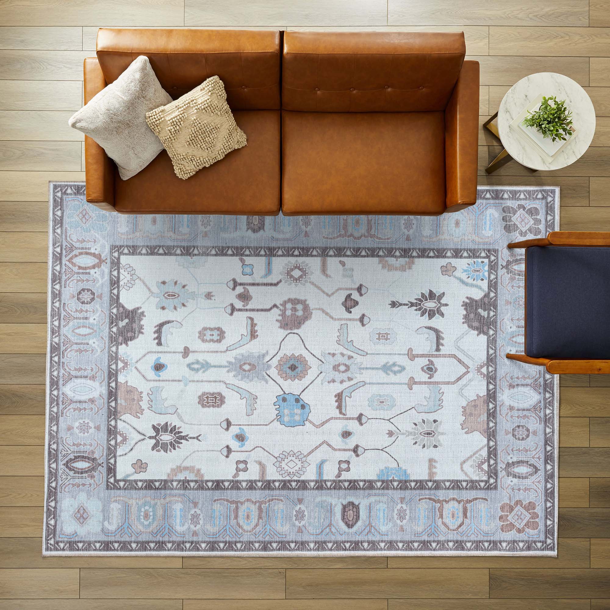 Midha White Gray Brown Modern Oushak Rug