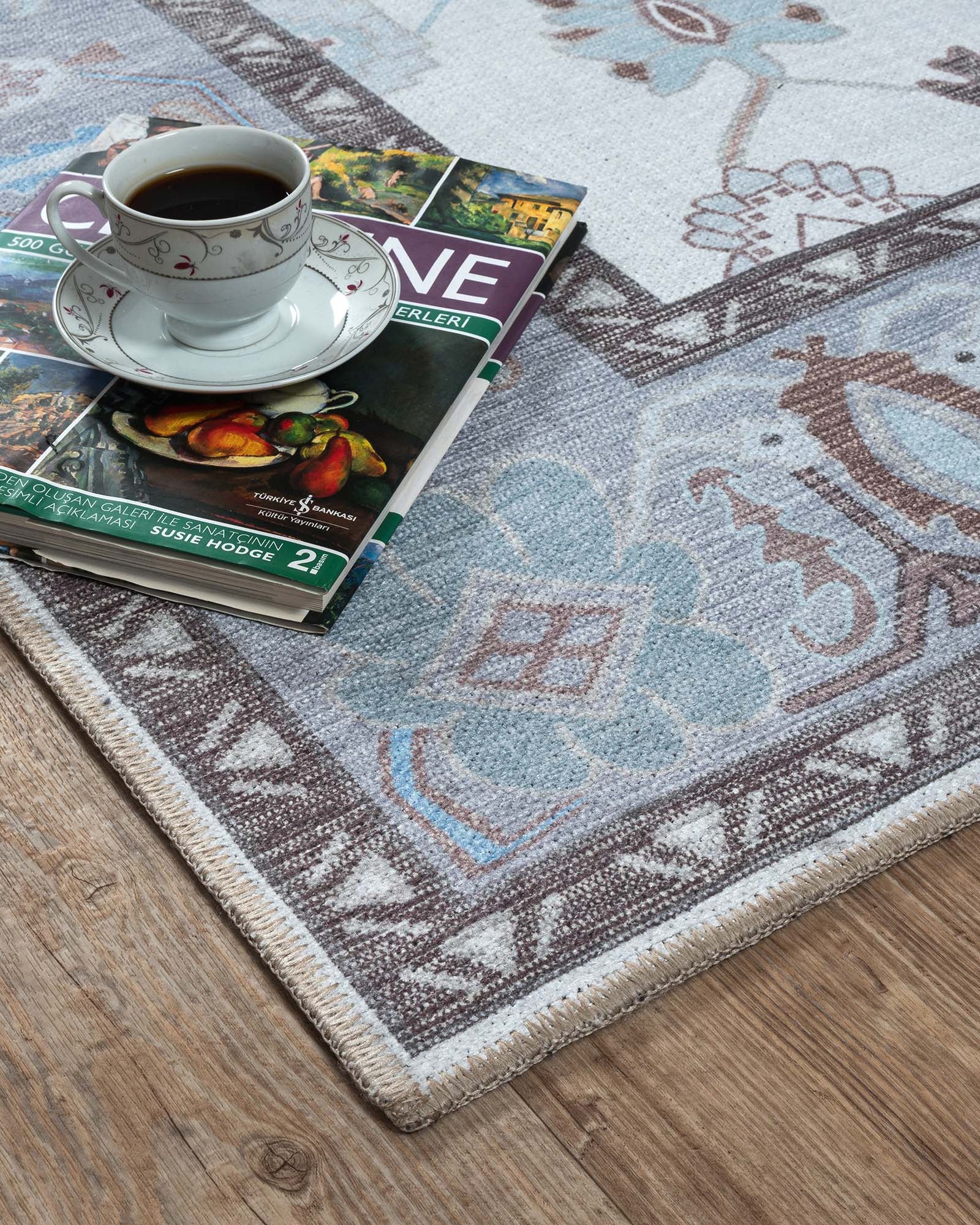 Midha White Gray Brown Modern Oushak Rug