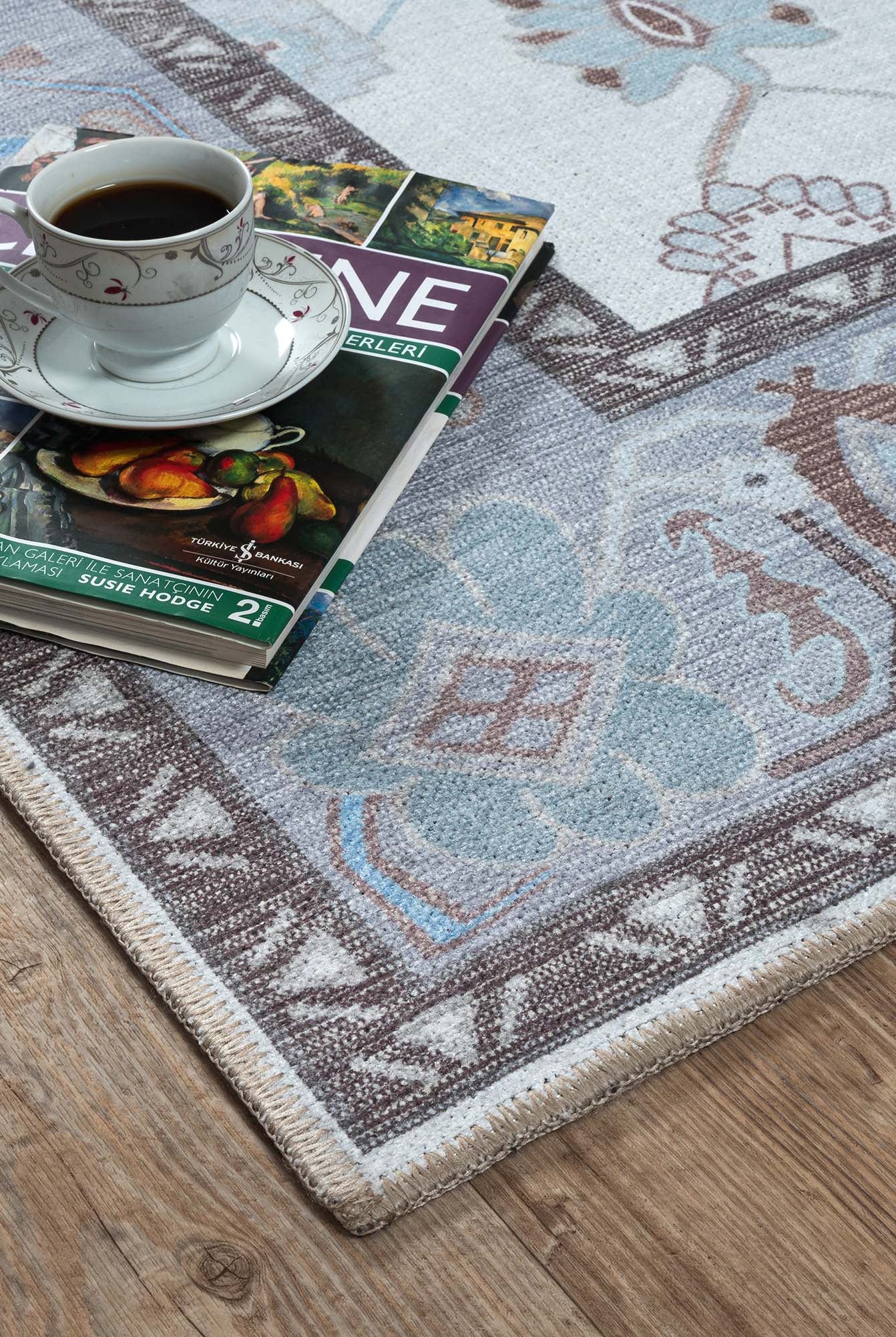 Midha White Gray Brown Modern Oushak Rug