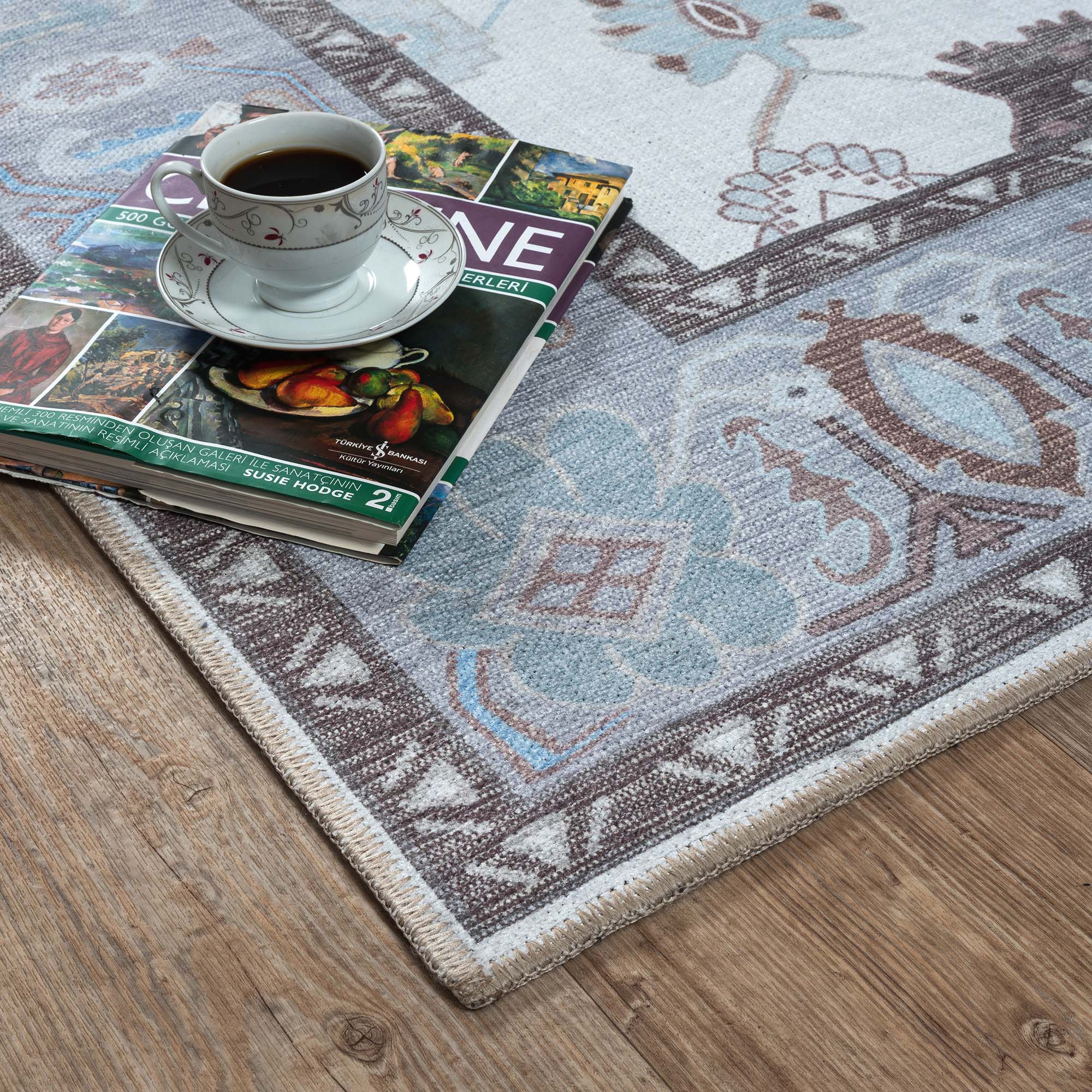 Midha White Gray Brown Modern Oushak Rug