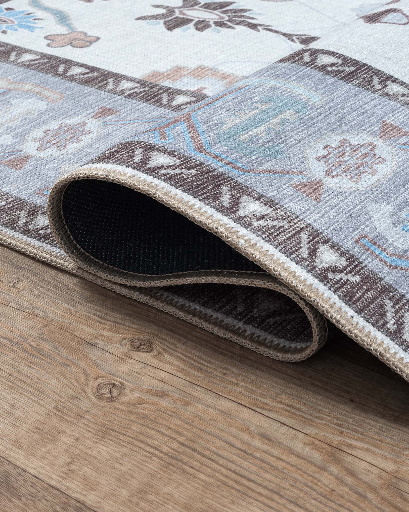 Midha White Gray Brown Modern Oushak Rug