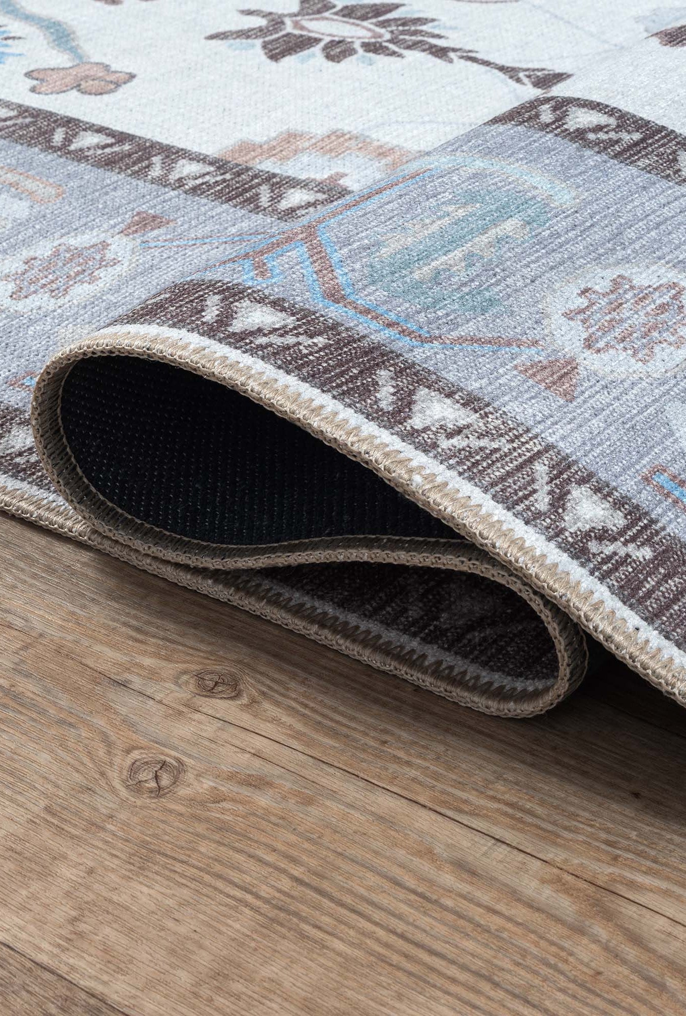 Midha White Gray Brown Modern Oushak Rug