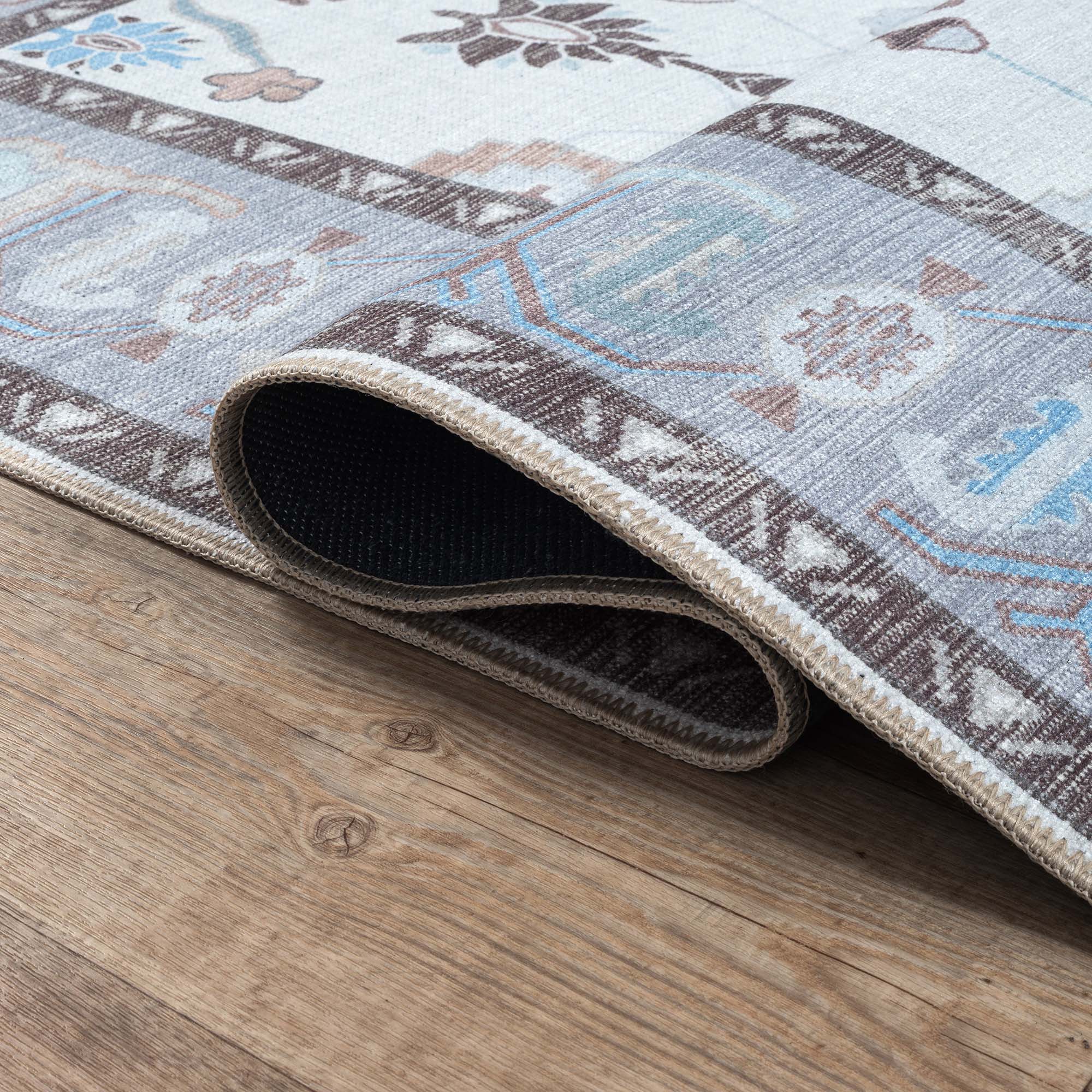 Midha White Gray Brown Modern Oushak Rug