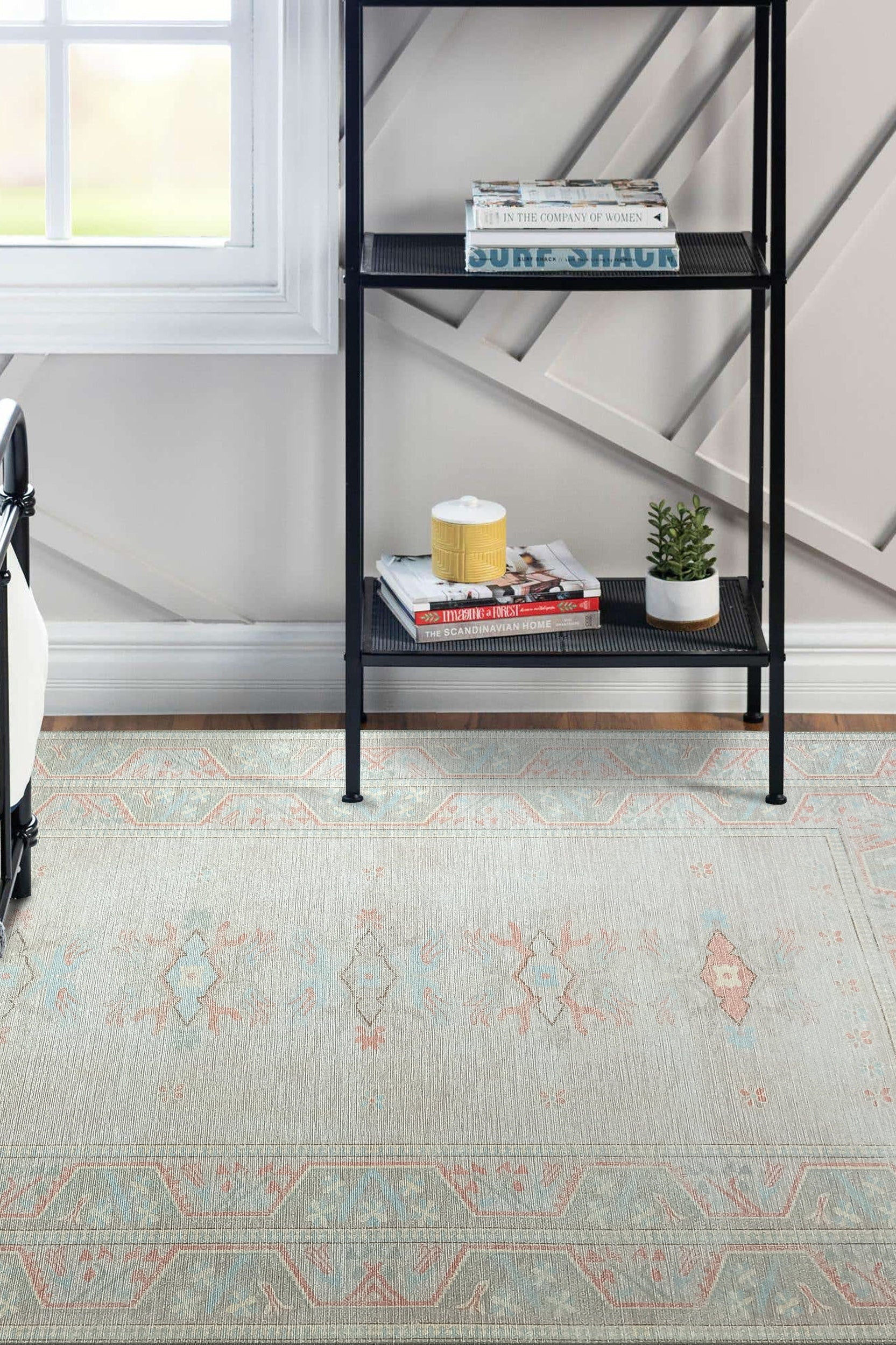 Milas Muted Baby Blue & Pale Blush Turkish Rug