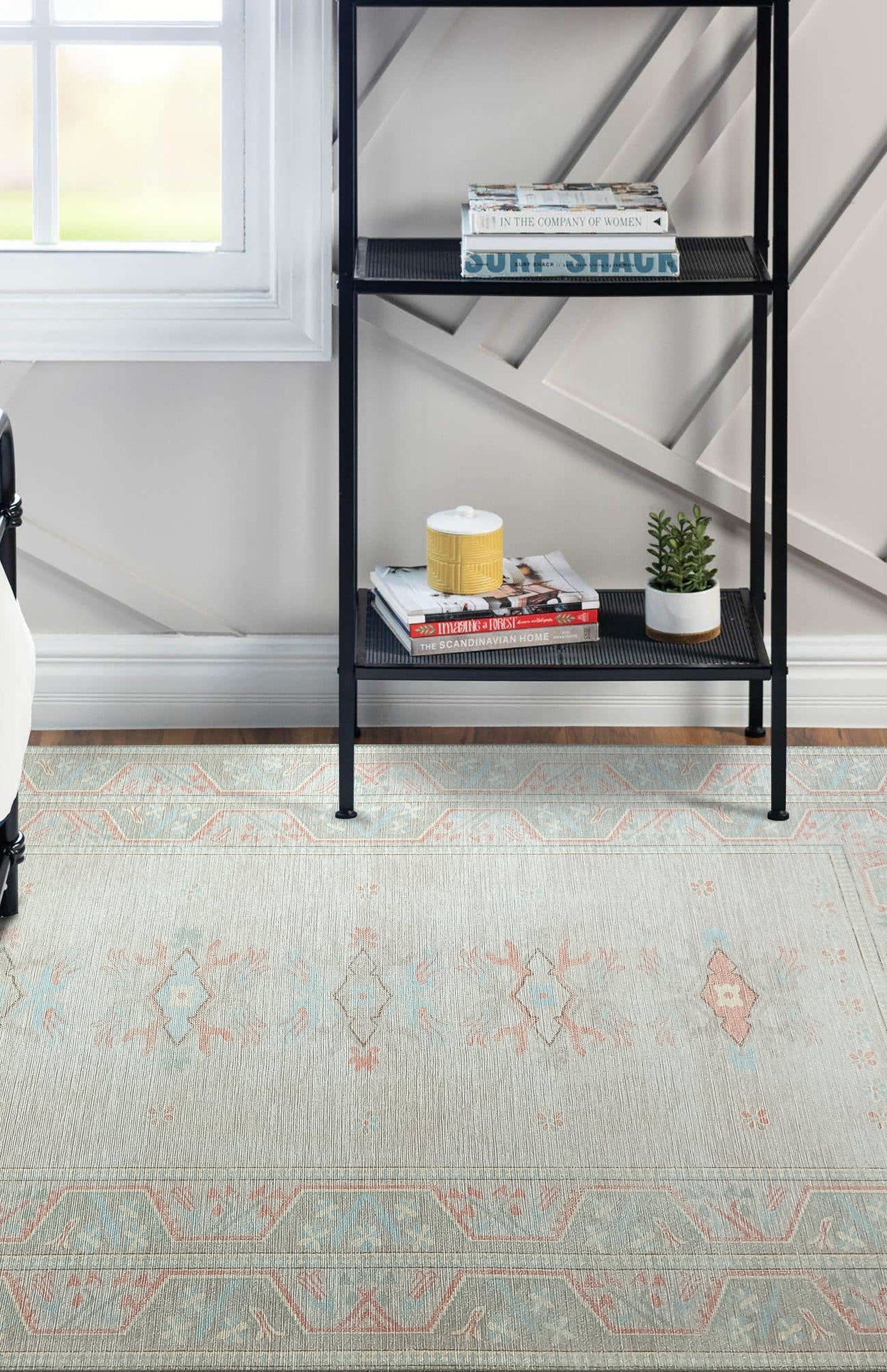 Milas Muted Baby Blue & Pale Blush Turkish Rug