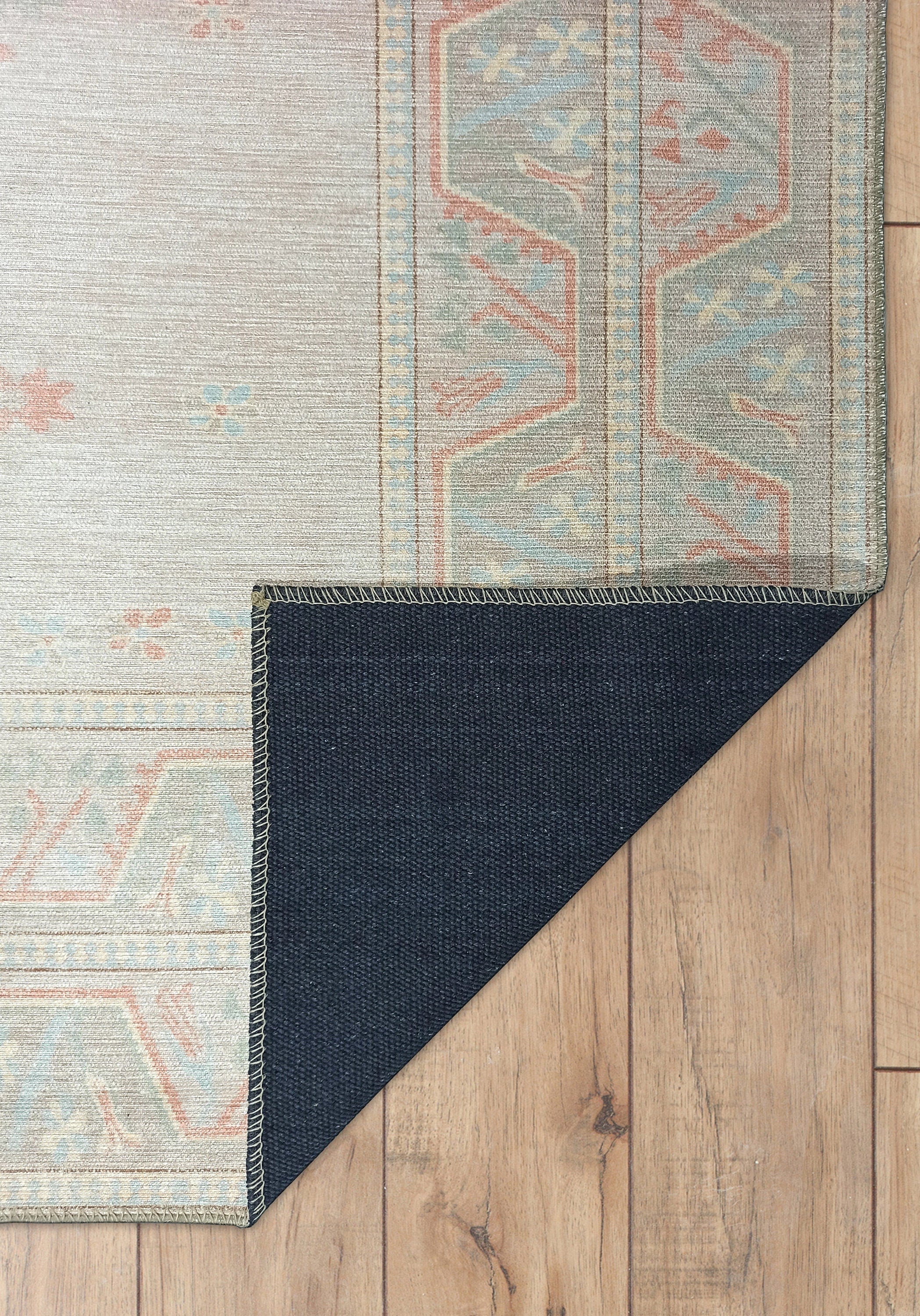 Milas Muted Baby Blue & Pale Blush Turkish Rug