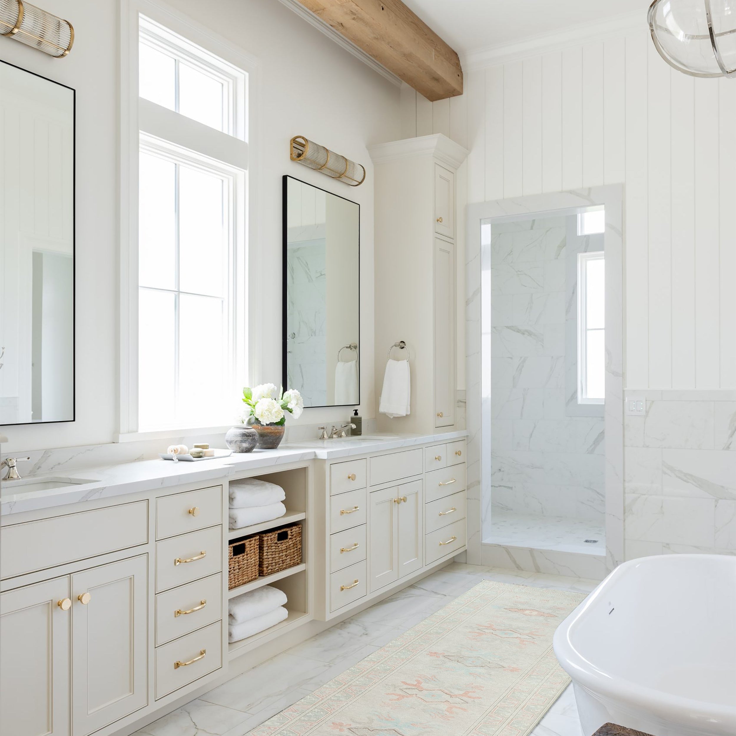 Milas Muted Baby Blue & Pale Blush Turkish Rug