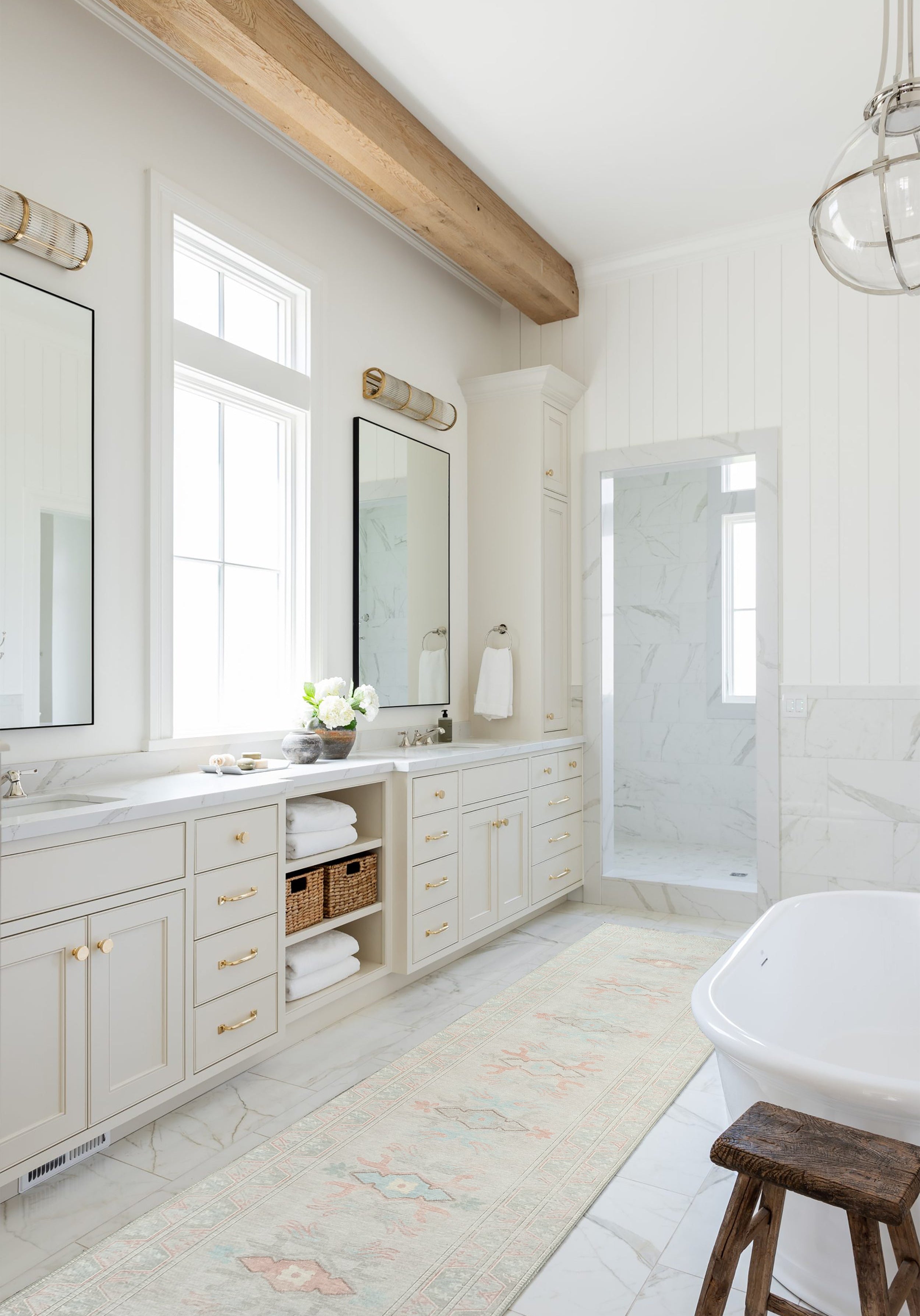 Milas Muted Baby Blue & Pale Blush Turkish Rug