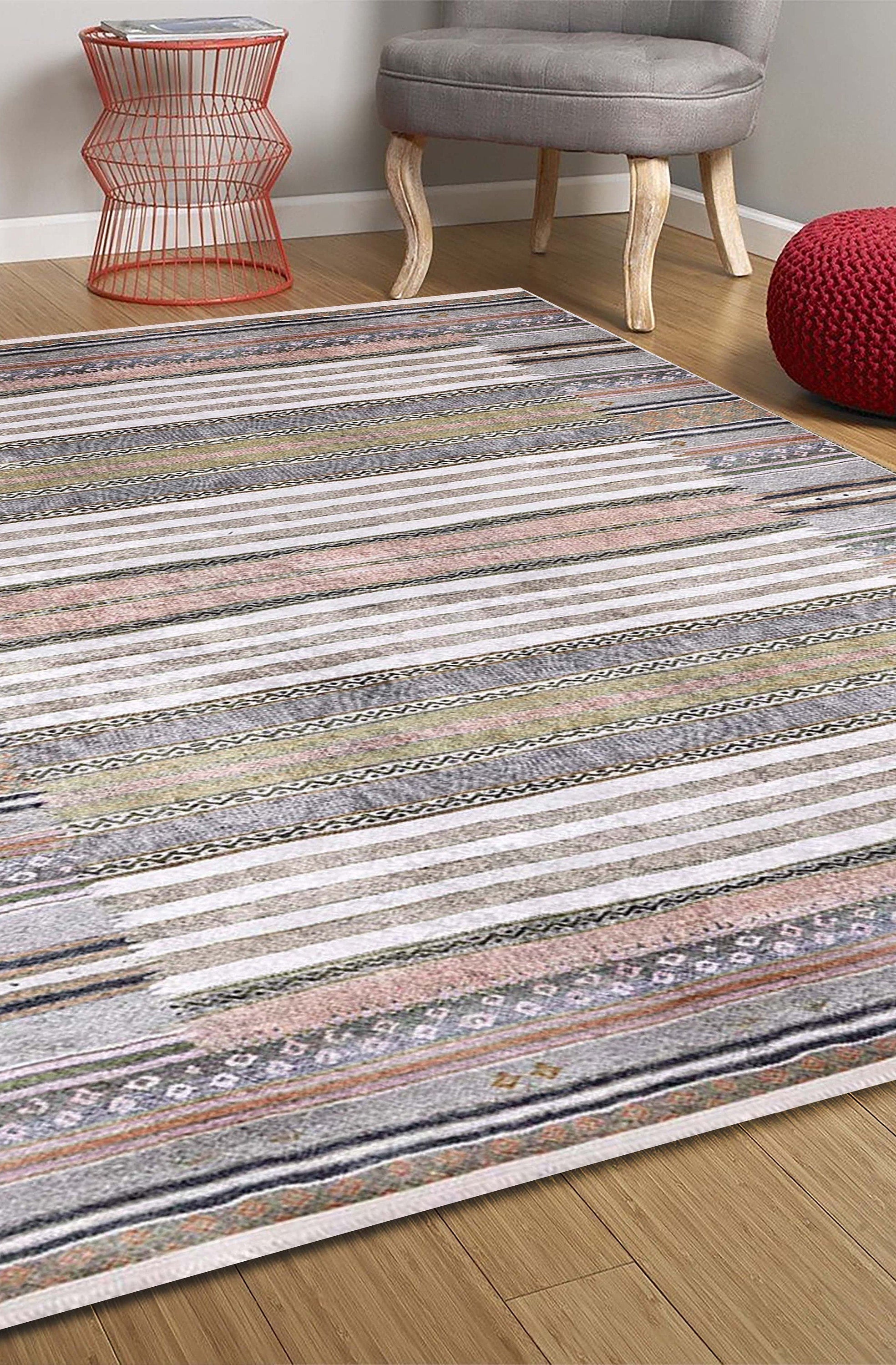 Mima Turkish Kilim Colorful stripped Rug