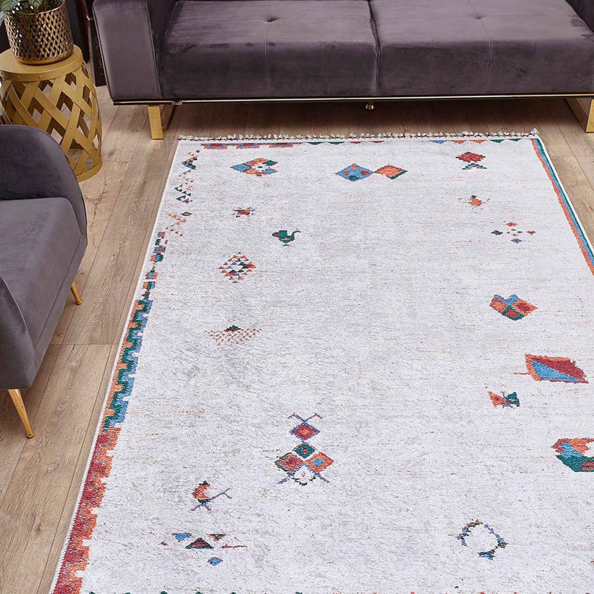 Miona Turkish Kilim White Ivory Rug