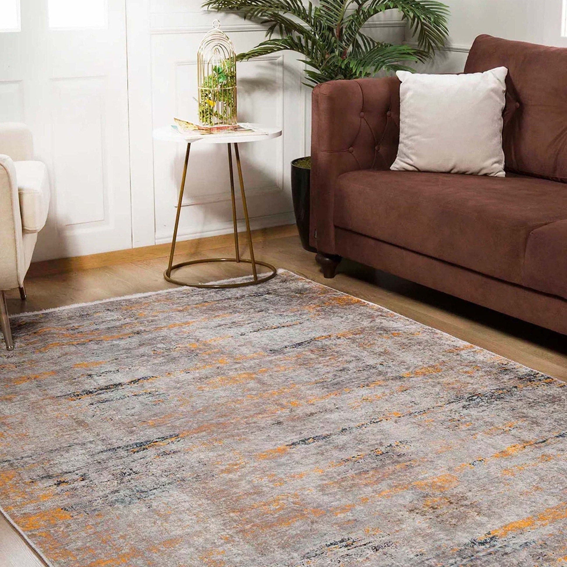 Mira Abstract Orange Beige Modern Rug