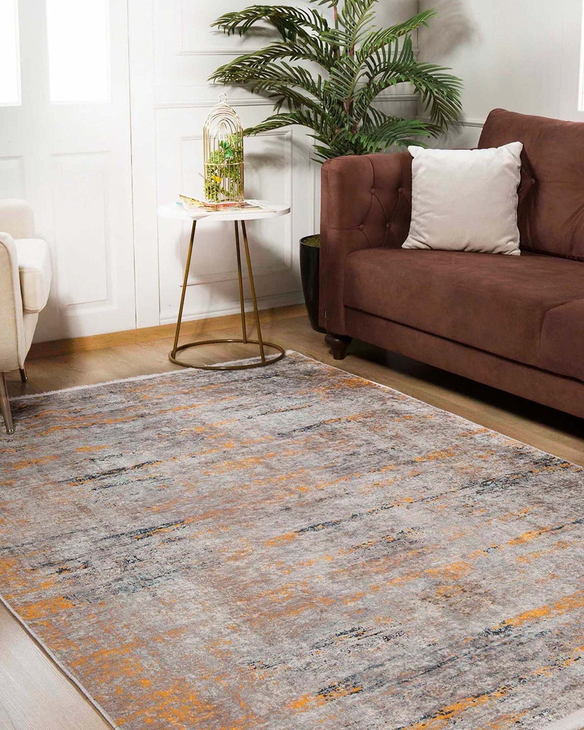Mira Abstract Orange Beige Modern Rug