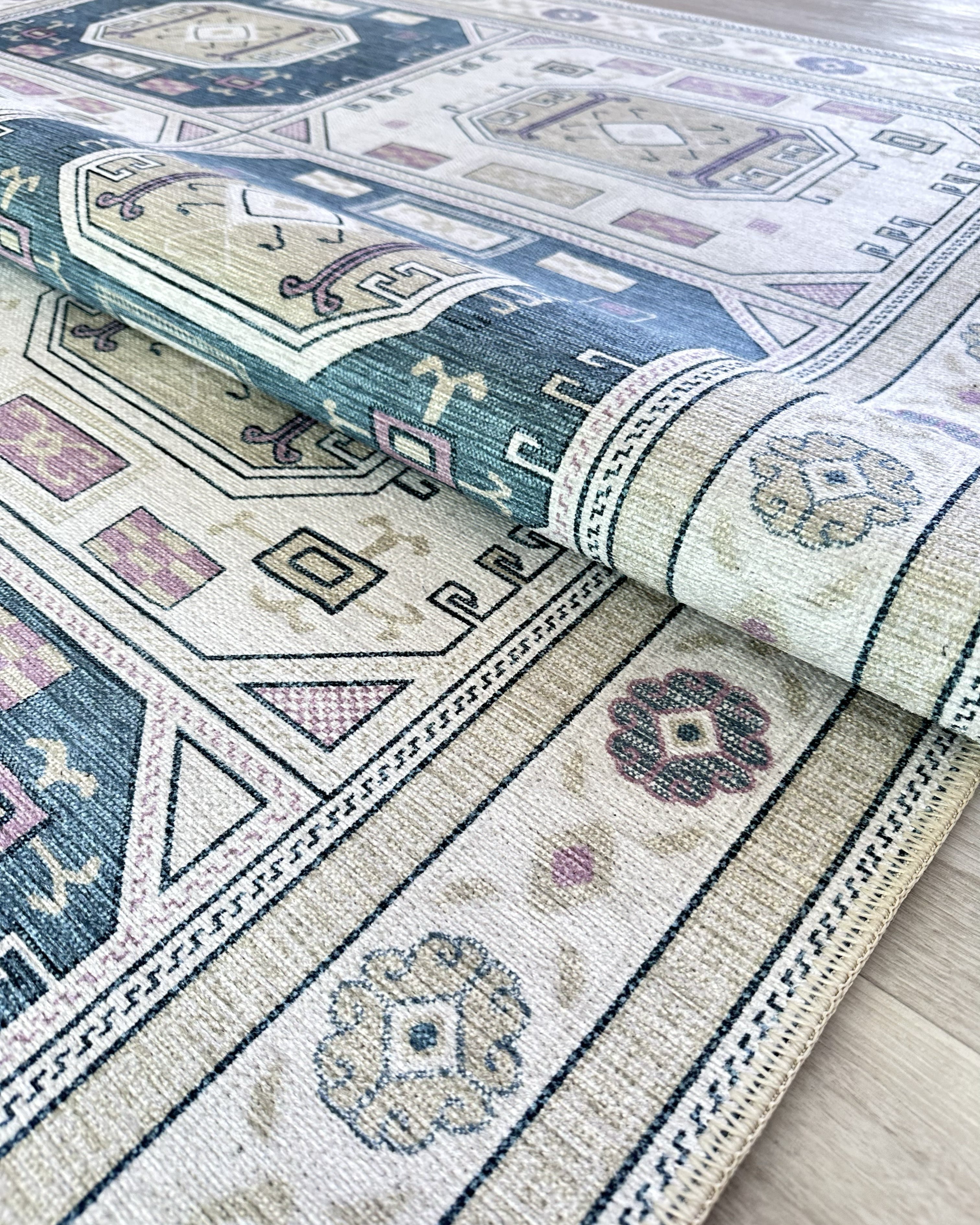 Amaan Cream Navy Modern Turkish Rug