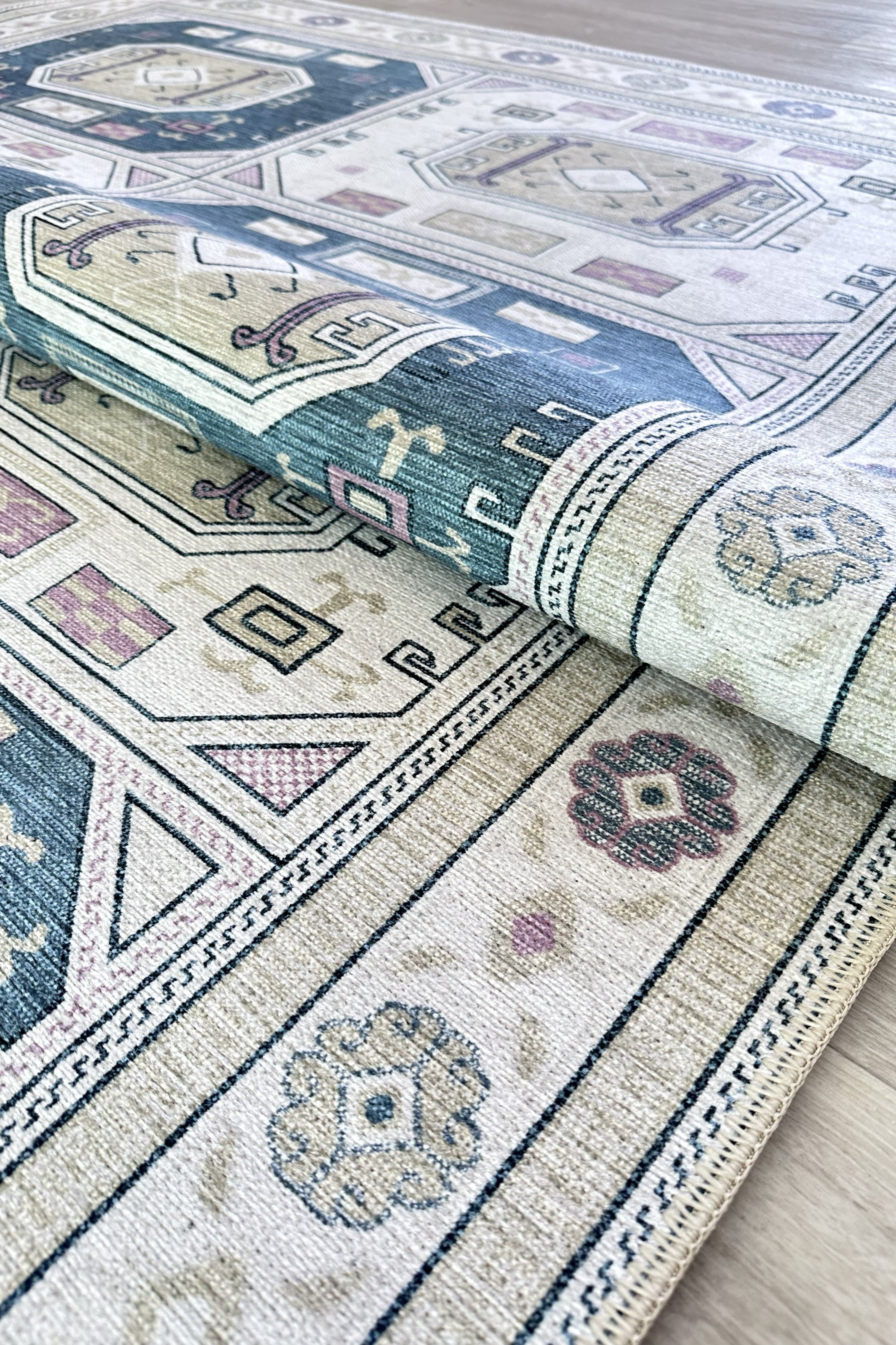 Amaan Cream Navy Modern Turkish Rug