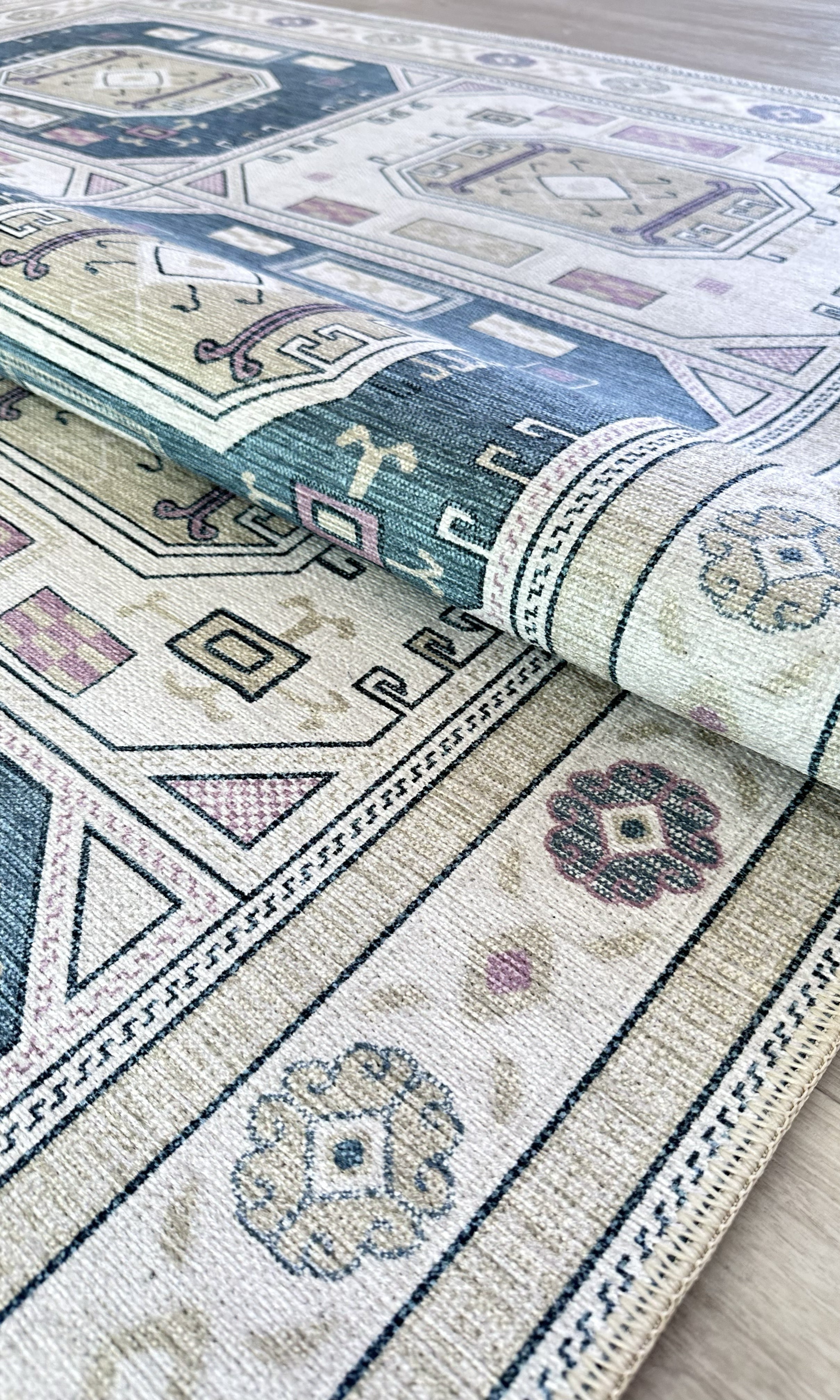 Amaan Cream Navy Modern Turkish Rug