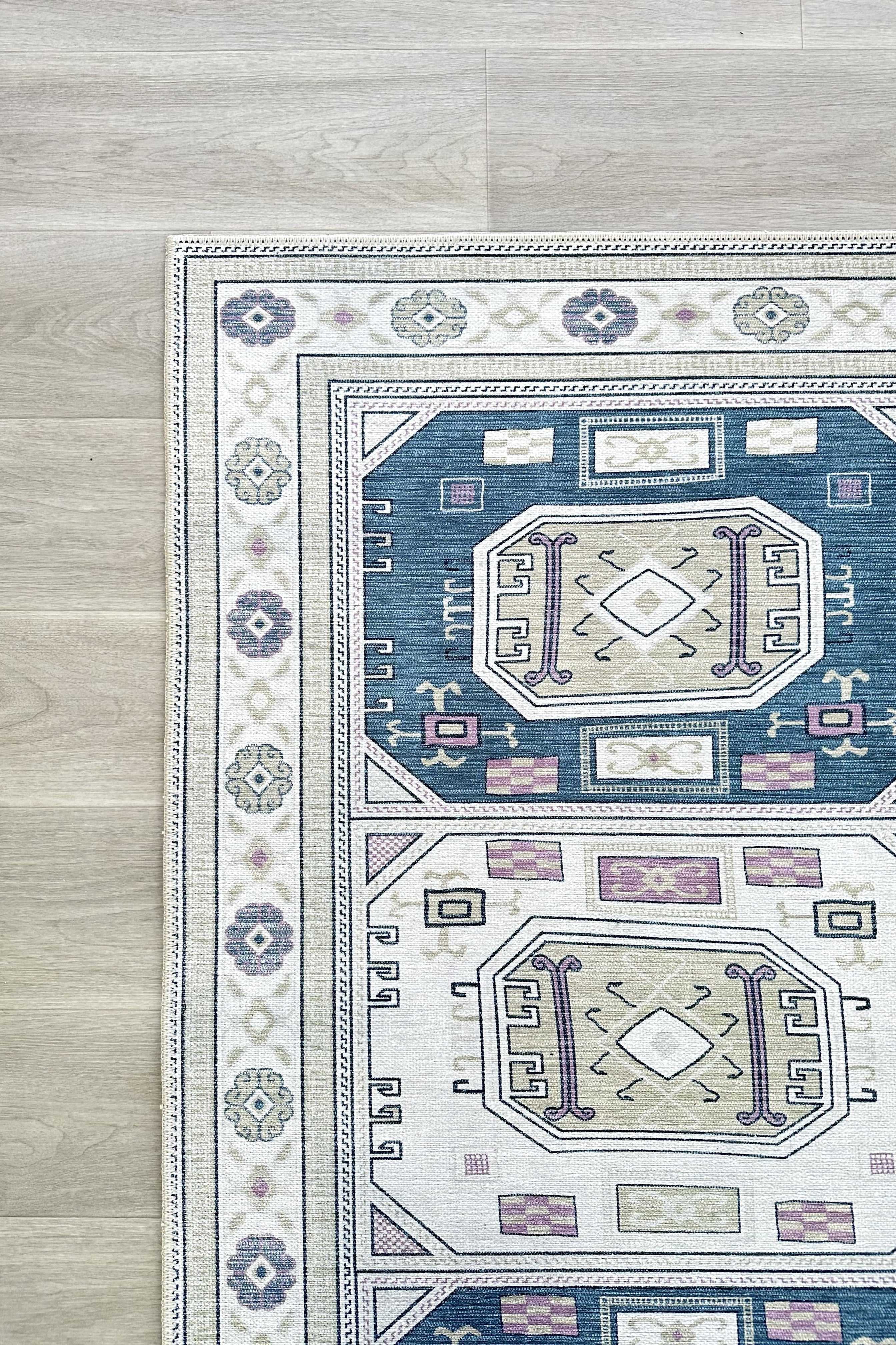 Amaan Cream Navy Modern Turkish Rug